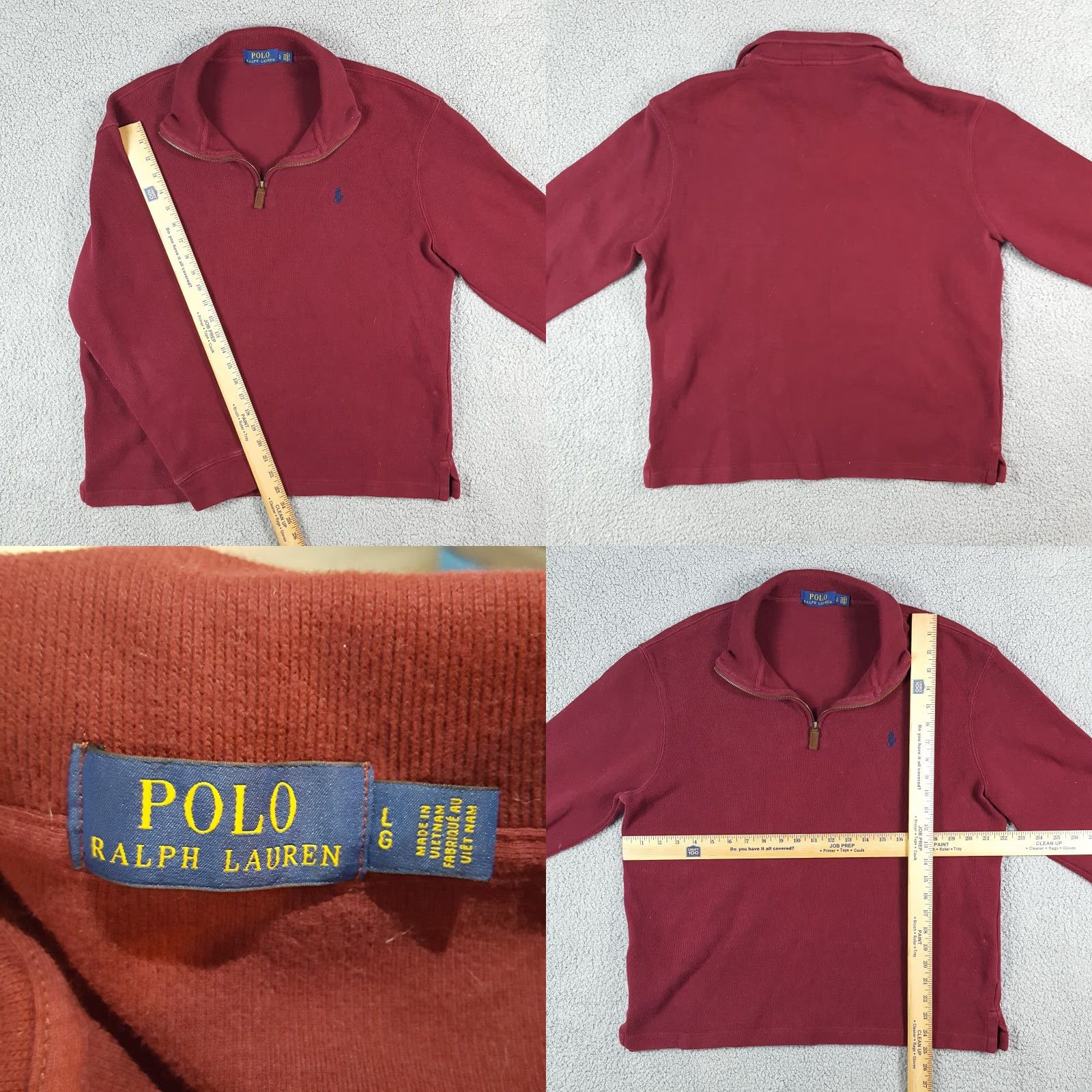 Ralph Lauren Vintage Ralph Lauren Polo Men's Large Knit Sweater 1/4 Zip Pullover Fall Winter Preppy Red Size US L / EU 52-54 / 3 - 8 Thumbnail
