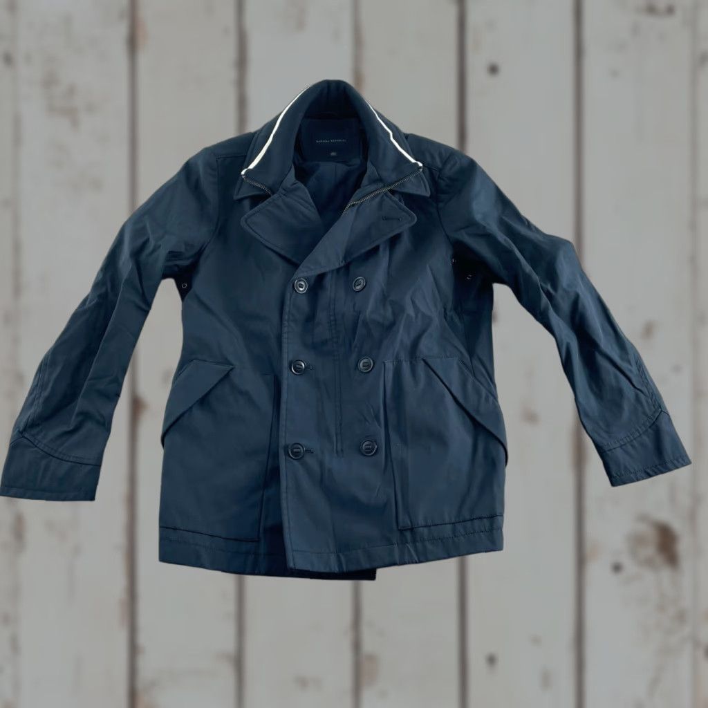 Banana Republic Coat Navy L Double-Breasted Trench Coat Womens 70% Nylon 30% Cotton