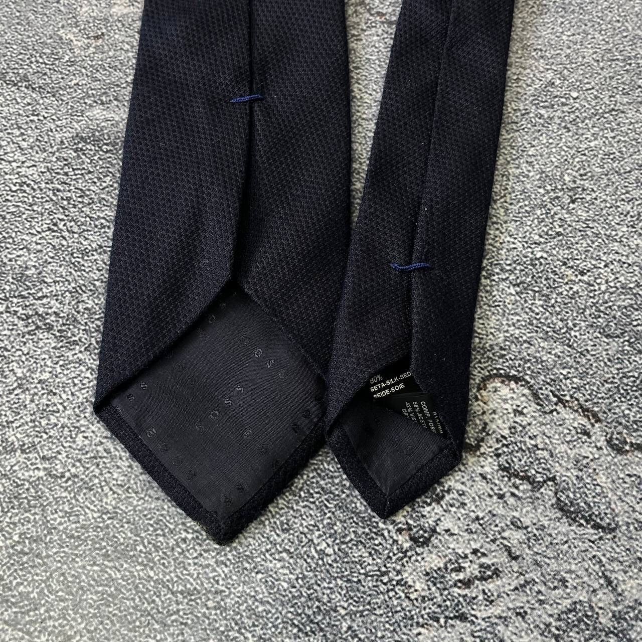 Hugo Boss HUGO BOSS Men's Silk Tie Black And Ivory Striped Pattern Size ONE SIZE - 6 Thumbnail
