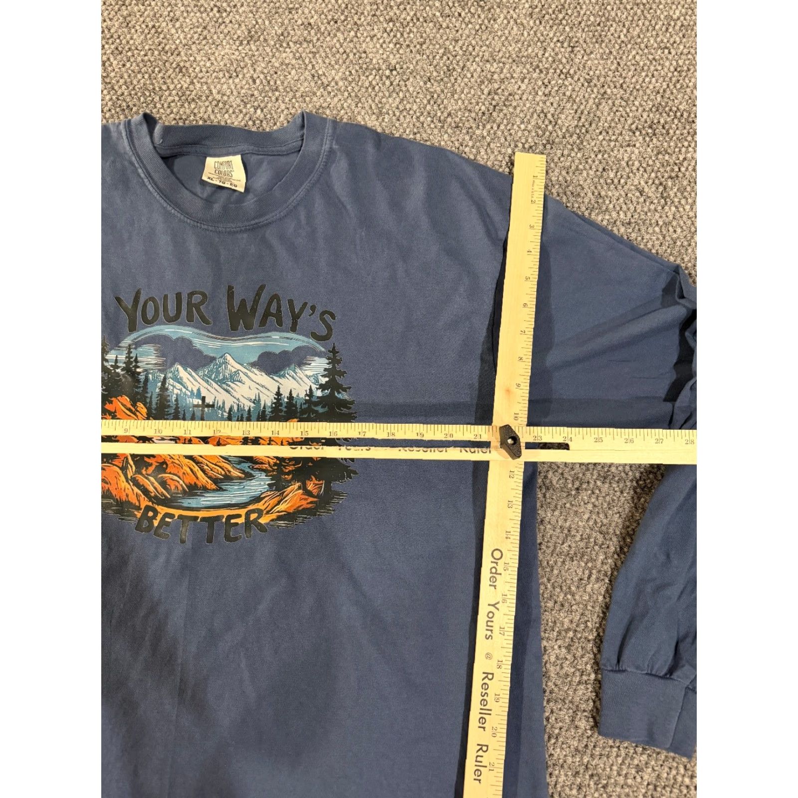 Comfort Colors Comfort Colors T-Shirt Mens XL Blue Mountain Long Sleeve Graphic Hiking Size US XL / EU 56 / 4 - 5 Thumbnail