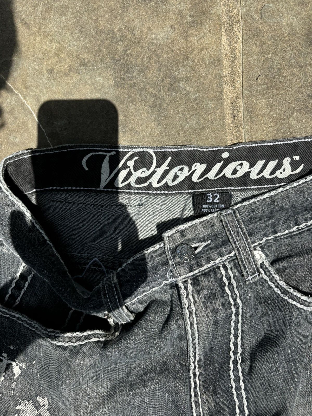 Japanese Brand Y2k Cross Embroidered Denim Vintage Victorious Jeans Size US 36 / EU 52 - 4 Thumbnail