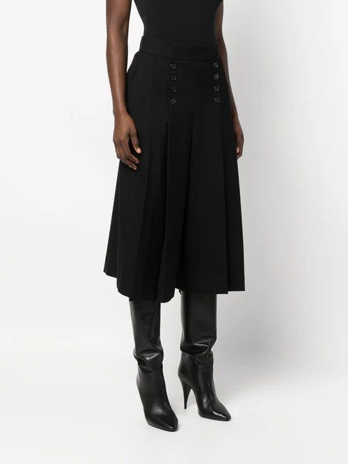 Saint Laurent Paris o1s1wg111024 Culottes in Wool Gabardine Pants in Black Size 27" / US 4 / IT 40 - 2 Thumbnail