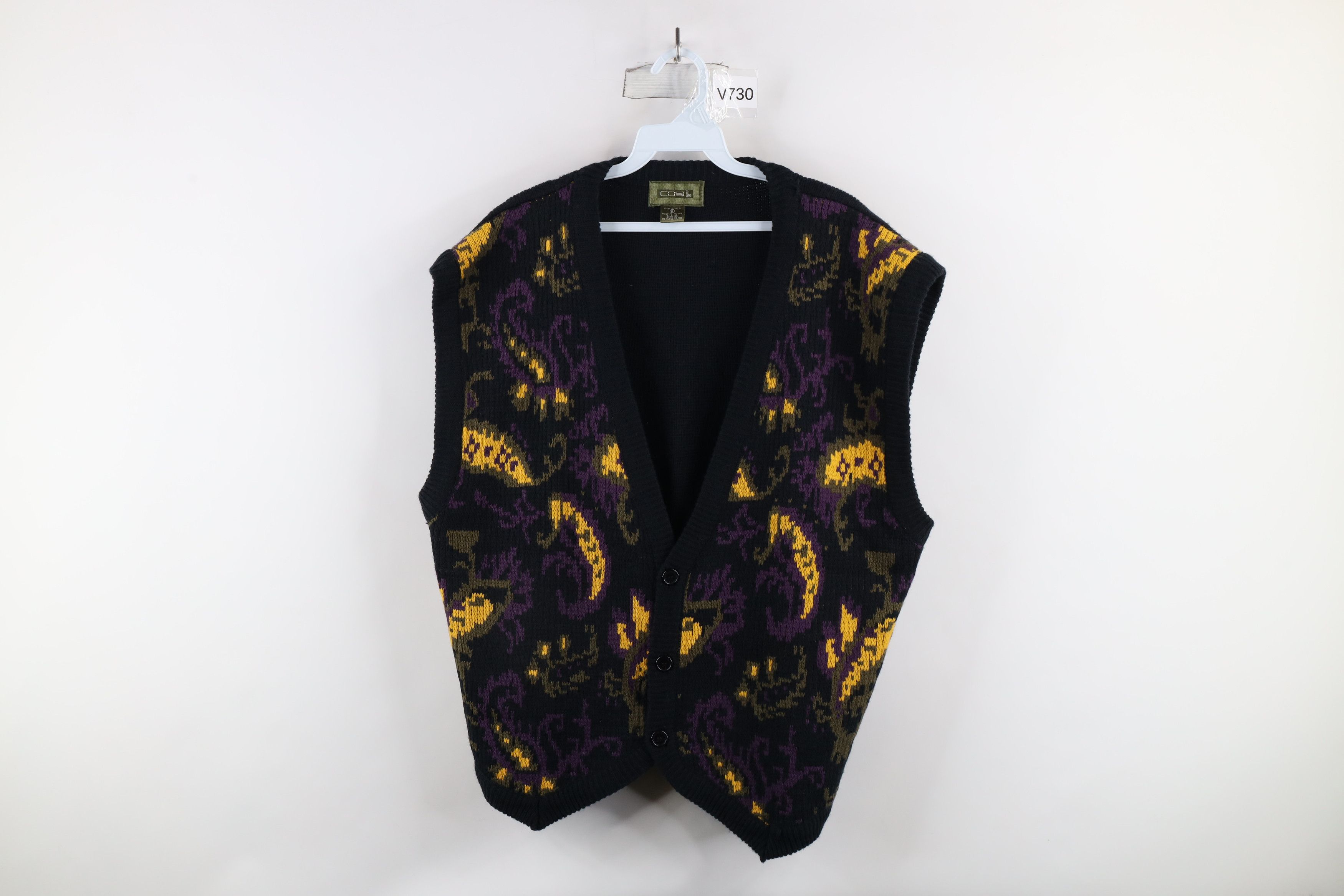Vintage Vintage 90s Streetwear Paisley Knit Cardigan Sweater Vest Size XL / US 12-14 / IT 48-50 - 1 Thumbnail
