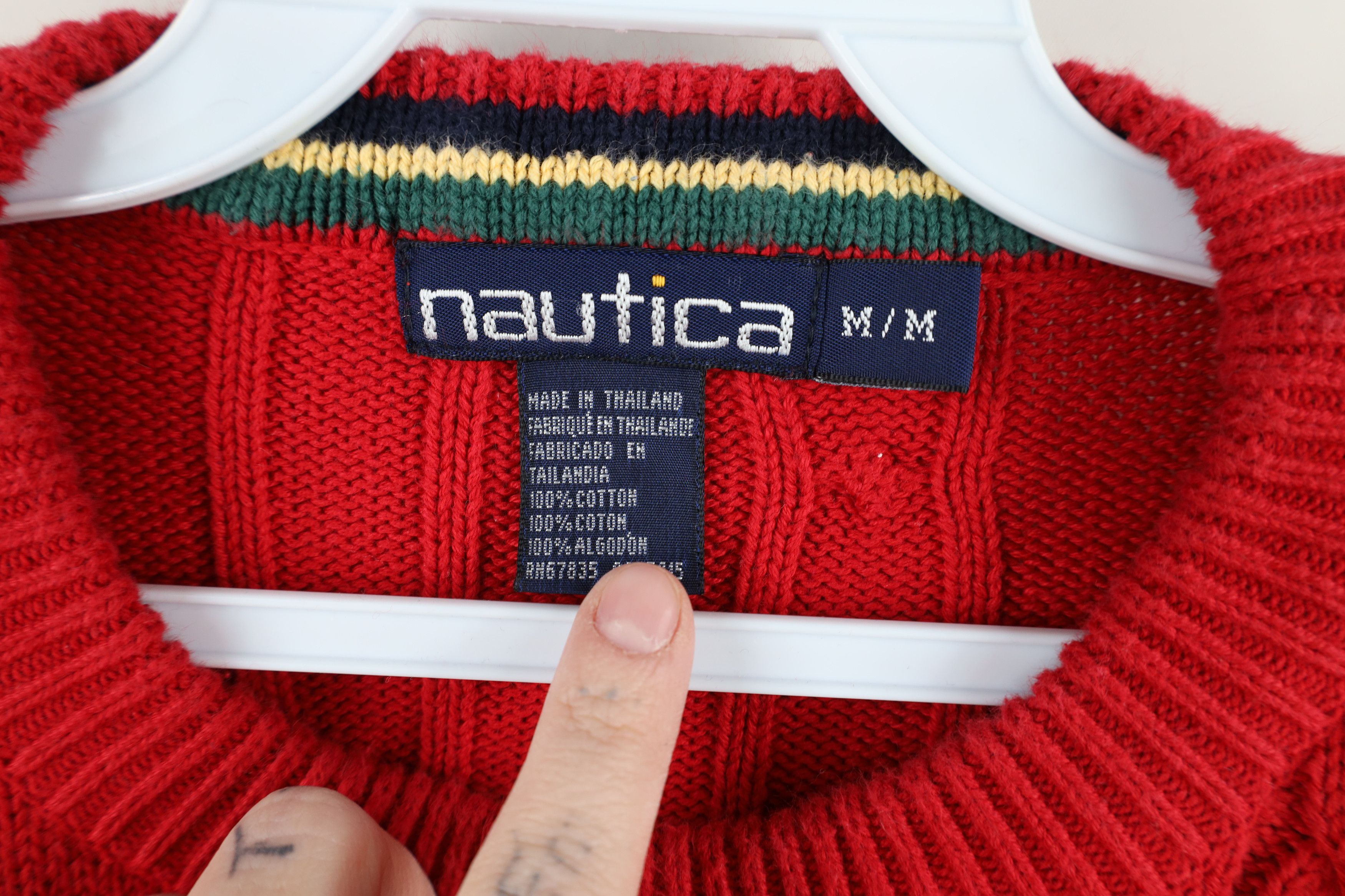 Nautica × Vintage Vintage 90s Nautica Chunky Cable Knit Crewneck Sweater Size US M / EU 48-50 / 2 - 8 Thumbnail