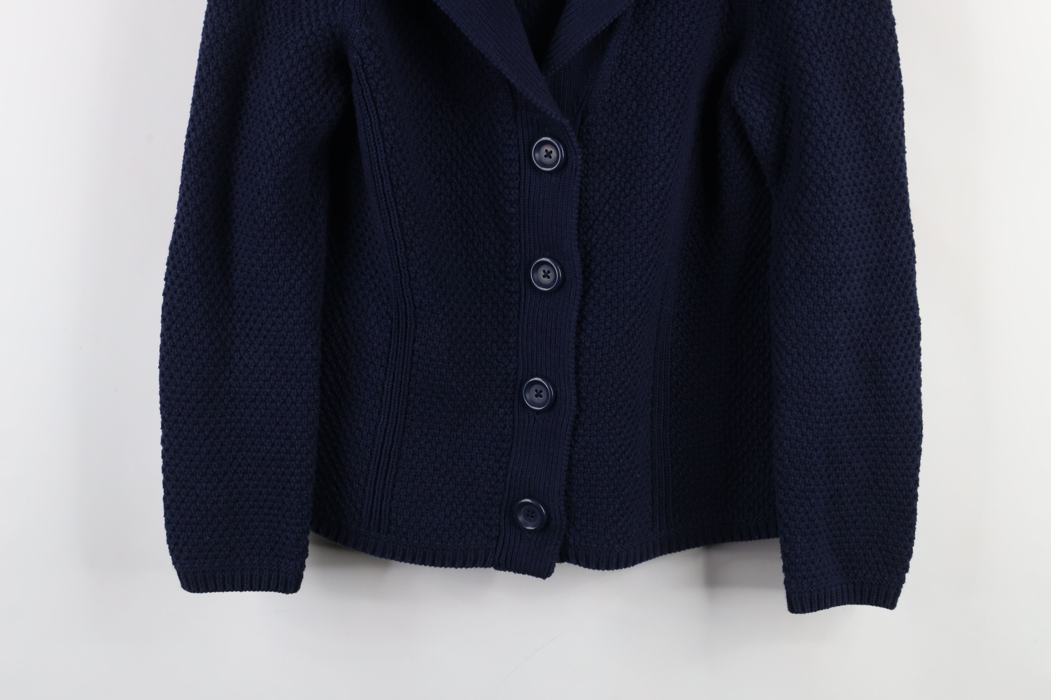 L.L. Bean × Vintage Vintage LL Bean Thermal Knit Blazer Cardigan Sweater Navy Size M / US 6-8 / IT 42-44 - 3 Thumbnail