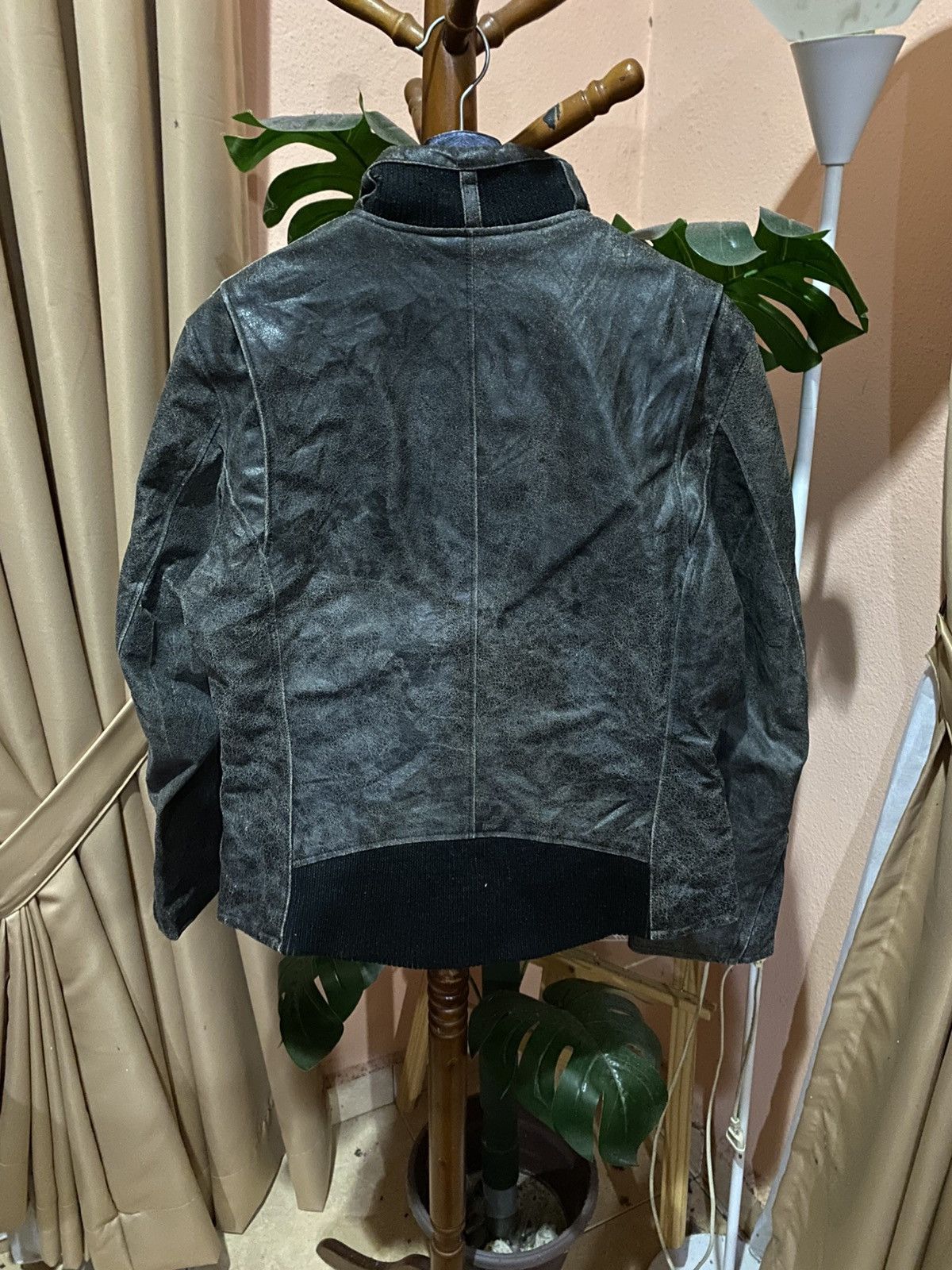 Boycott Vintage BOYCOTT Distressed Gray Leather Jacket Minimalist Size US M / EU 48-50 / 2 - 10 Thumbnail