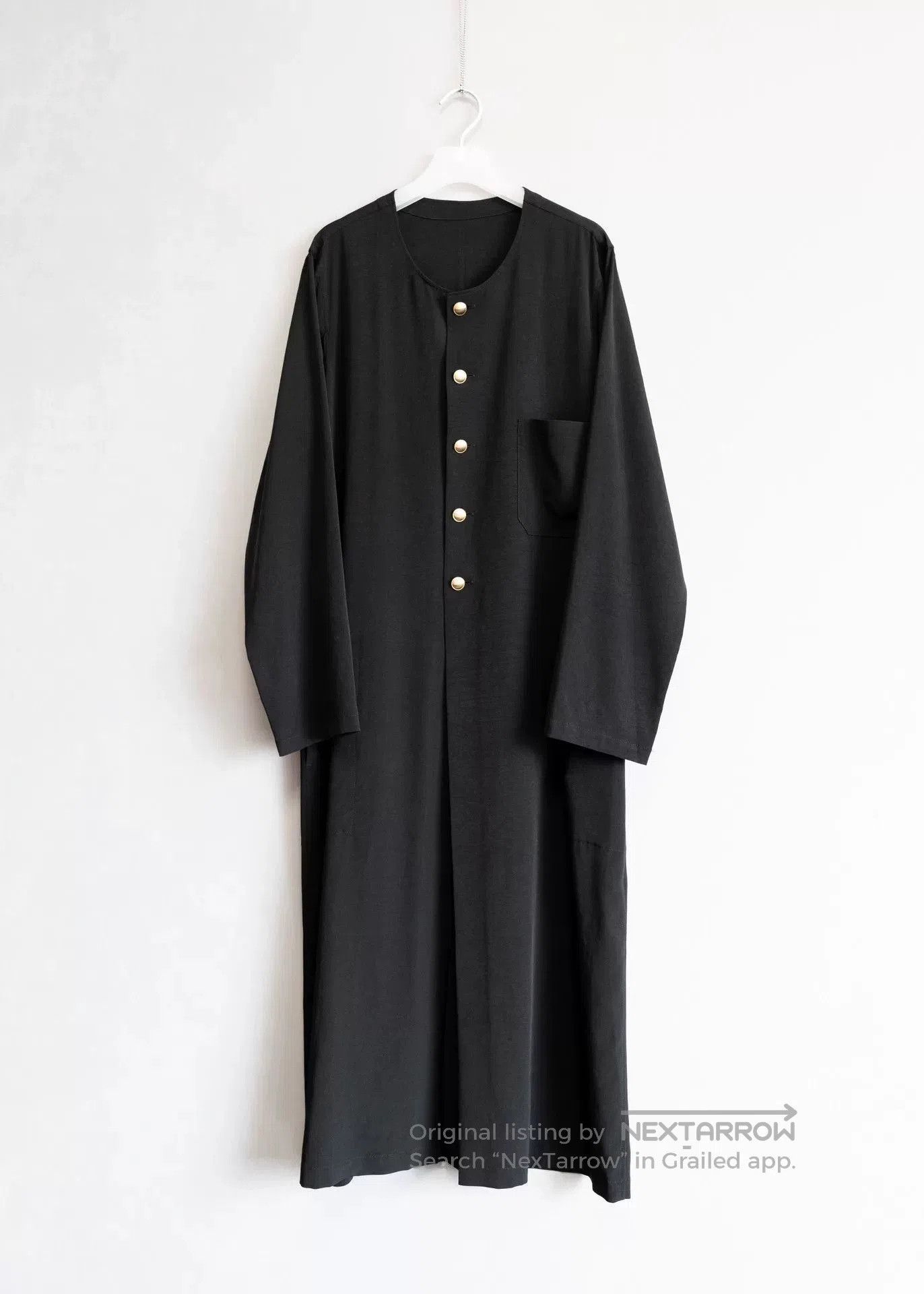 Yohji Yamamoto yohji yamamoto collarless black long robe. Size S / US 4 / IT 40 - 1 Thumbnail