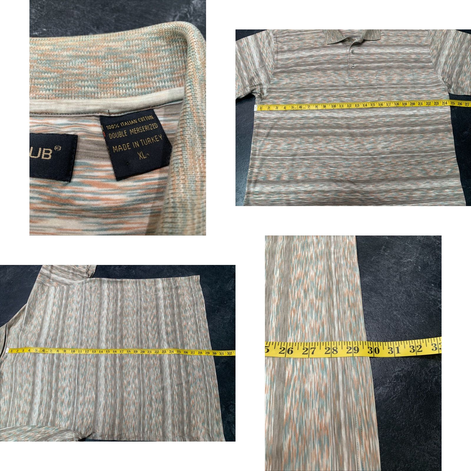 Vintage VIRA Club Men's XL Polo Shirt Short Sleeve Striped Brown Italian Cotton Casual Size US XL / EU 56 / 4 - 8 Thumbnail