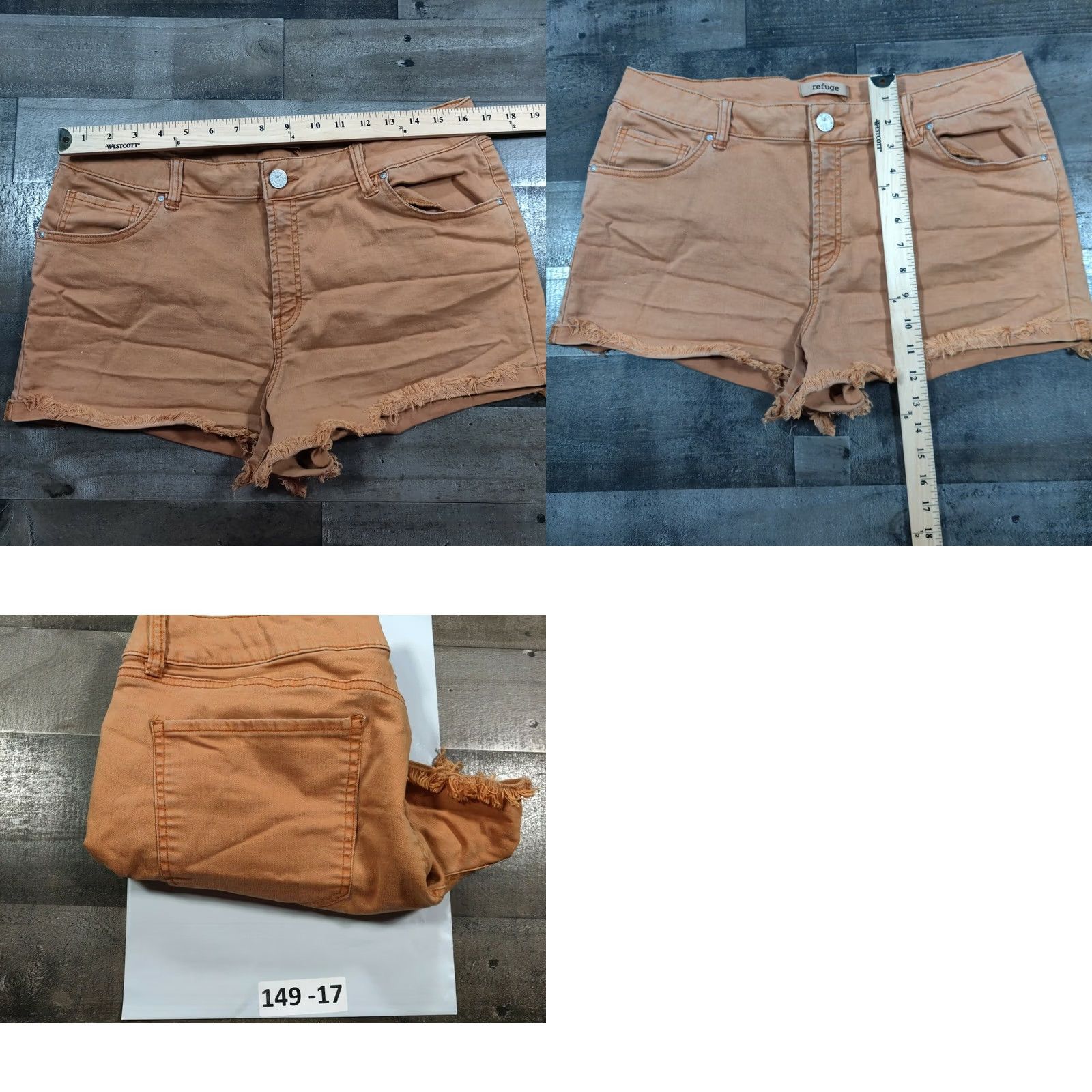 Denime Refuge Shorts Womens 14 Orange Cut-Off Mid-Rise Denim Zip Closure 5-Pocket Regular Vintage? No Size 24" / US 00 / IT 34 - 8 Thumbnail
