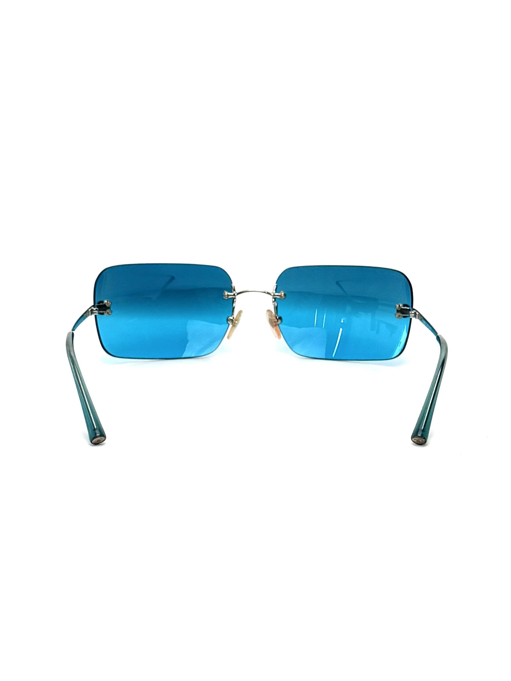 Chanel Iconic Chanel CC Rectangular Rimless Blue Sunglasses Size ONE SIZE - 6 Thumbnail
