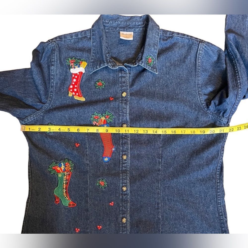 Vintage Vintage Westbound denim Christmas embroidered LG long sleeve Size L / US 10 / IT 46 - 7 Thumbnail