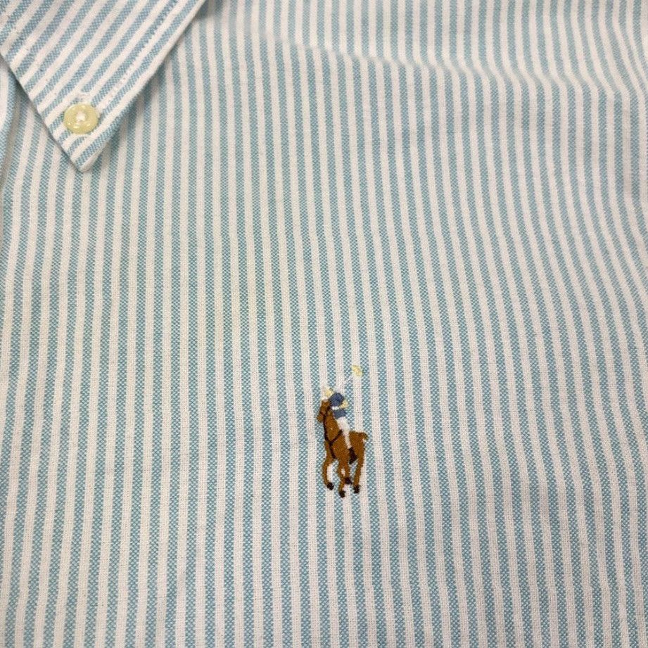 Polo Ralph Lauren VTG Ralph Lauren Sport Shirt Unisex Adults Medium White Blue Striped Button-Up Collared Flesh Pony Size US M / EU 48-50 / 2 - 3 Thumbnail