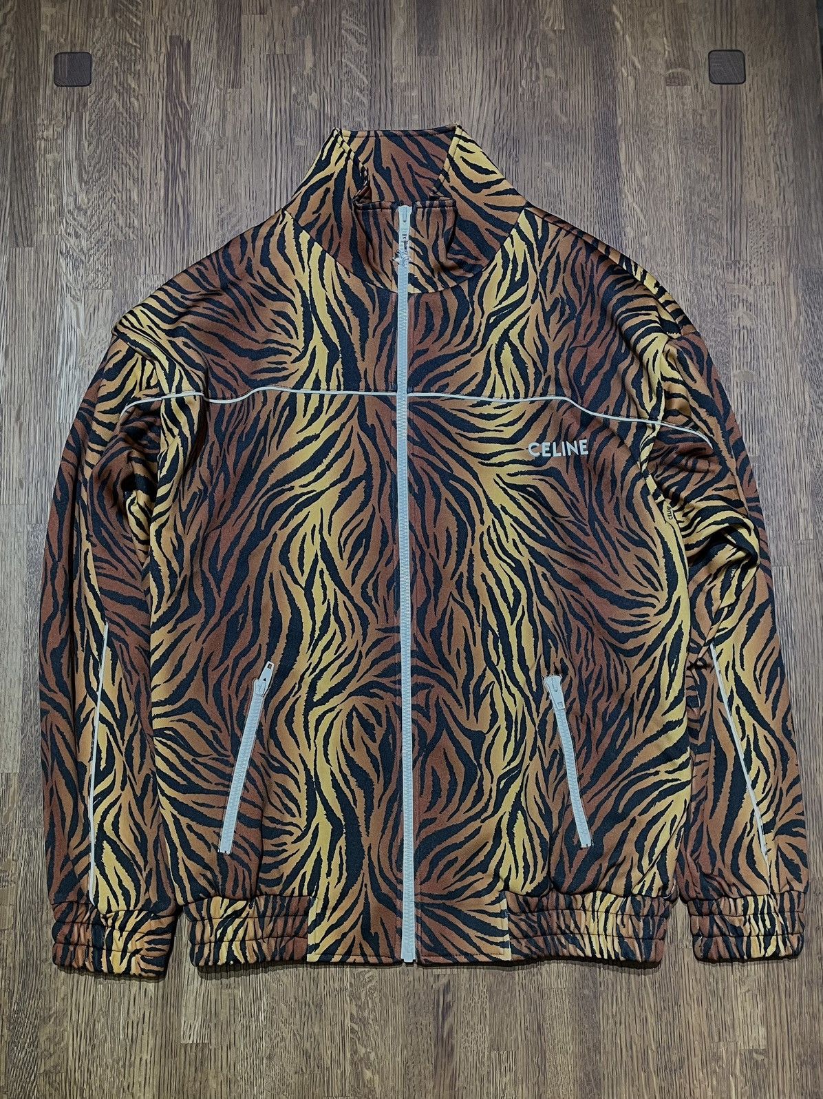 Celine × Hedi Slimane CELINE - TIGER PRINT ZIP UP JERSEY Size US S / EU 44-46 / 1 - 2 Thumbnail