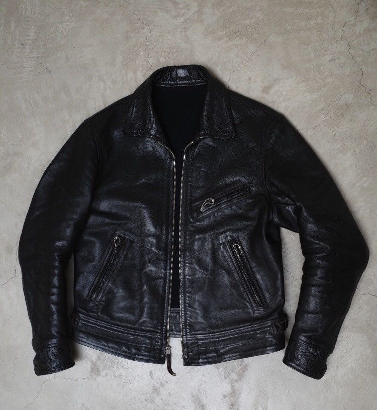 image of Freewheelers Mulholland Motorcycle Riding Leather Jacket in Black, Men's (Size Large)