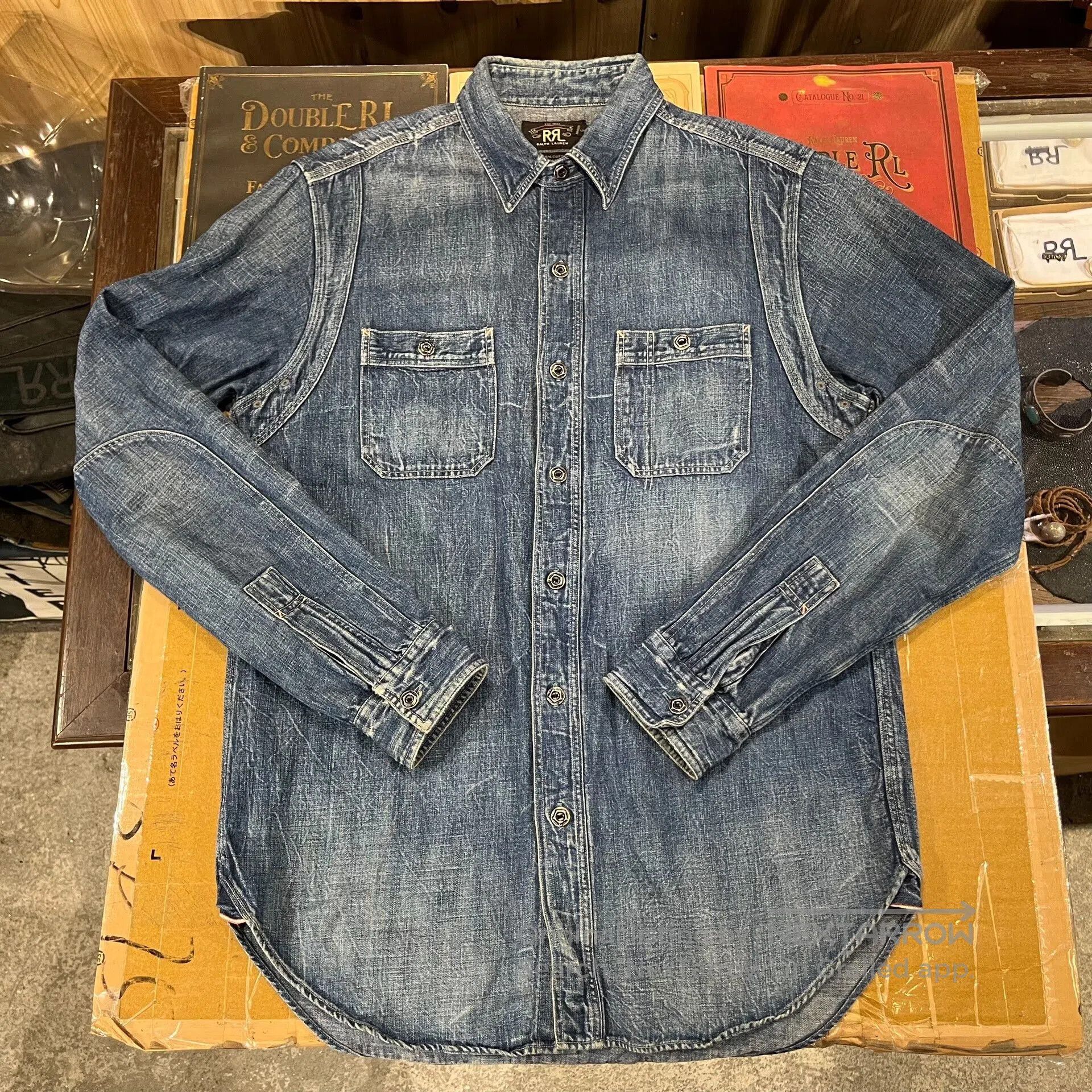 RRL Ralph Lauren RRL Vintage Washed Distressed Work Shirt. Size US M / EU 48-50 / 2 - 1 Thumbnail