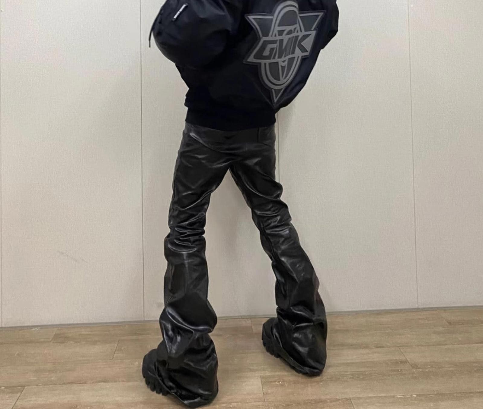 Leather Black Faux Leather Wide Leg Stacked Jeans, Opium Jeans Size US 32 / EU 48 - 3 Thumbnail