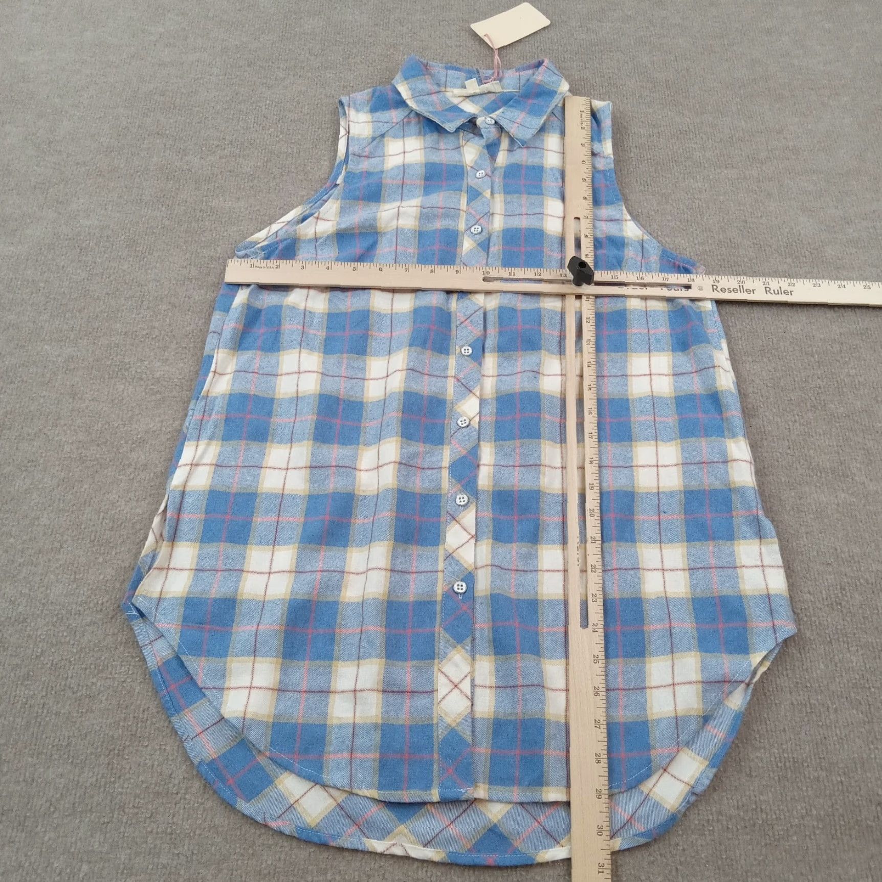 Vintage Entro Top Womens Medium Blue Plaid Sleeveless Button Up Shirt Size M / US 6-8 / IT 42-44 - 2 Thumbnail