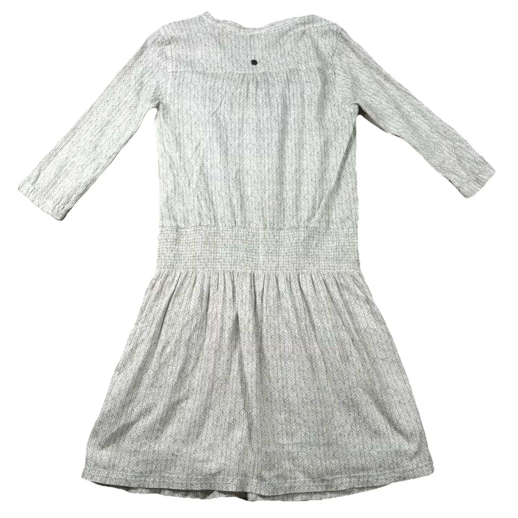 Prana Prana Dress Womens M Drop Waist Rouched V Neck Geometric Cotton 3/4 Sleeve Knee Dress Size M / US 6-8 / IT 42-44 - 2 Thumbnail