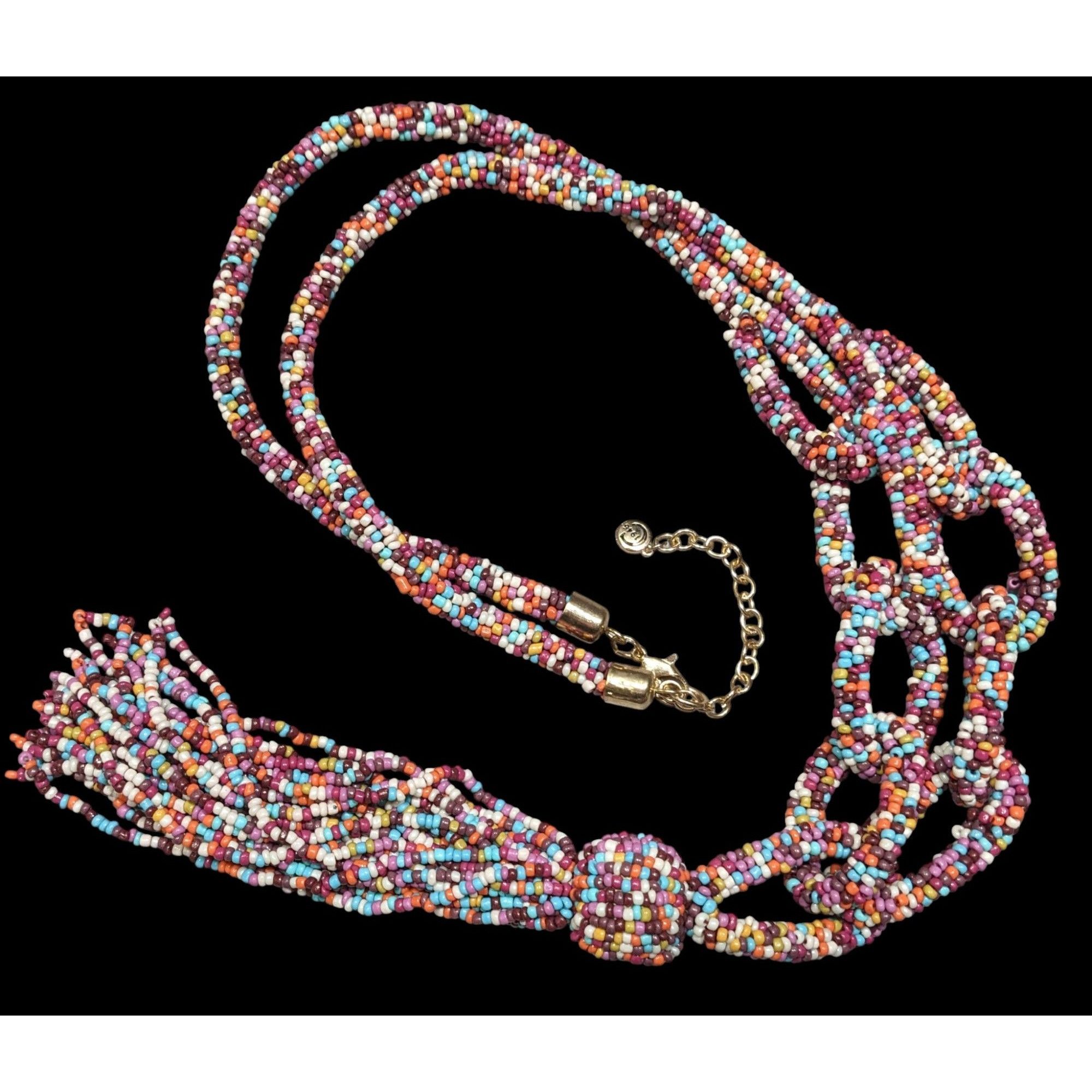 Other C Est 1946 Rainbow Glass Beaded Link Tassel Necklace Size ONE SIZE - 1 Thumbnail