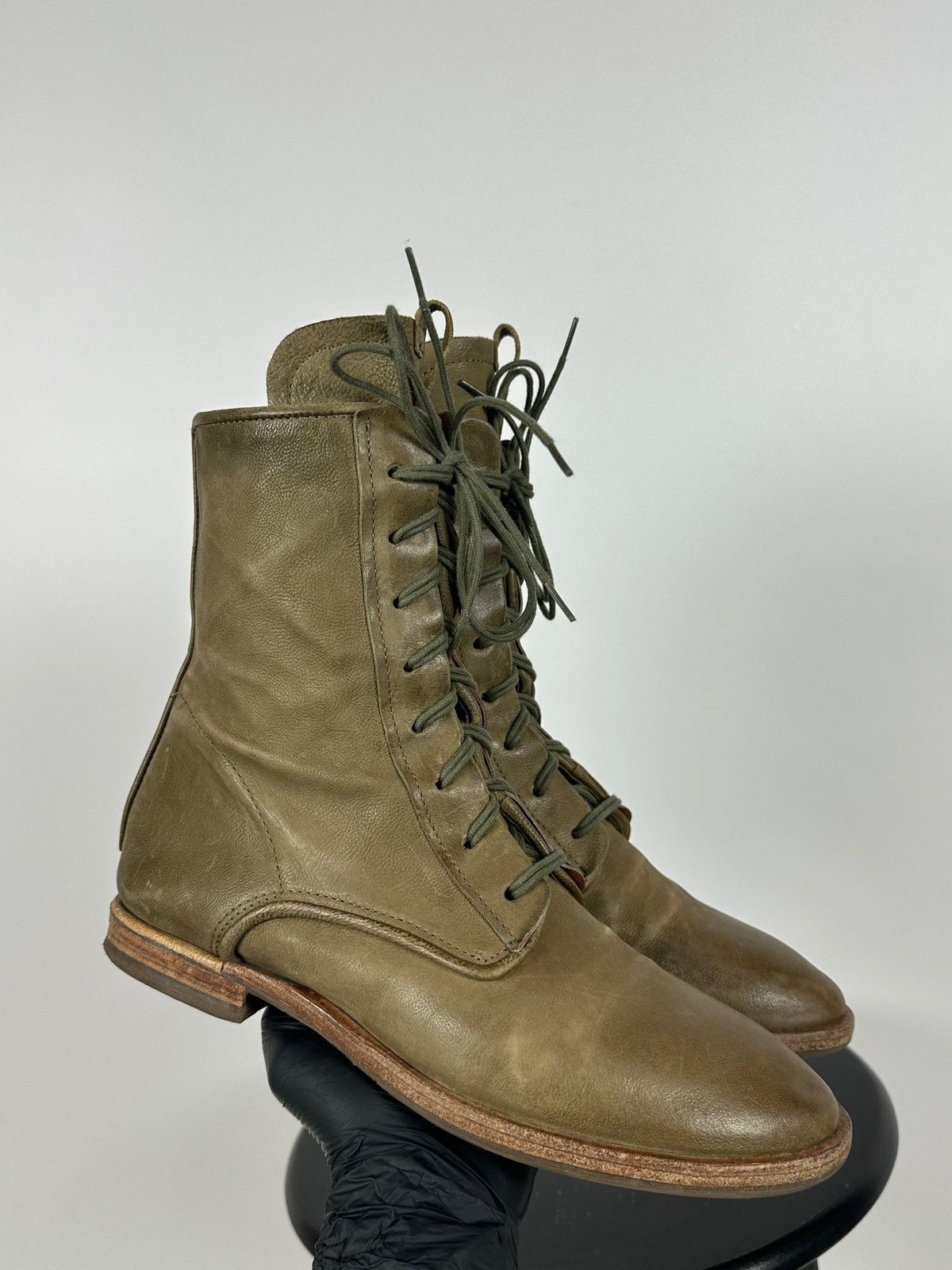 A.S.98 A.S.98. Airstep Olive Green Leather Back Zipper Ankle Boots Size US 11 / IT 41 - 1 Thumbnail