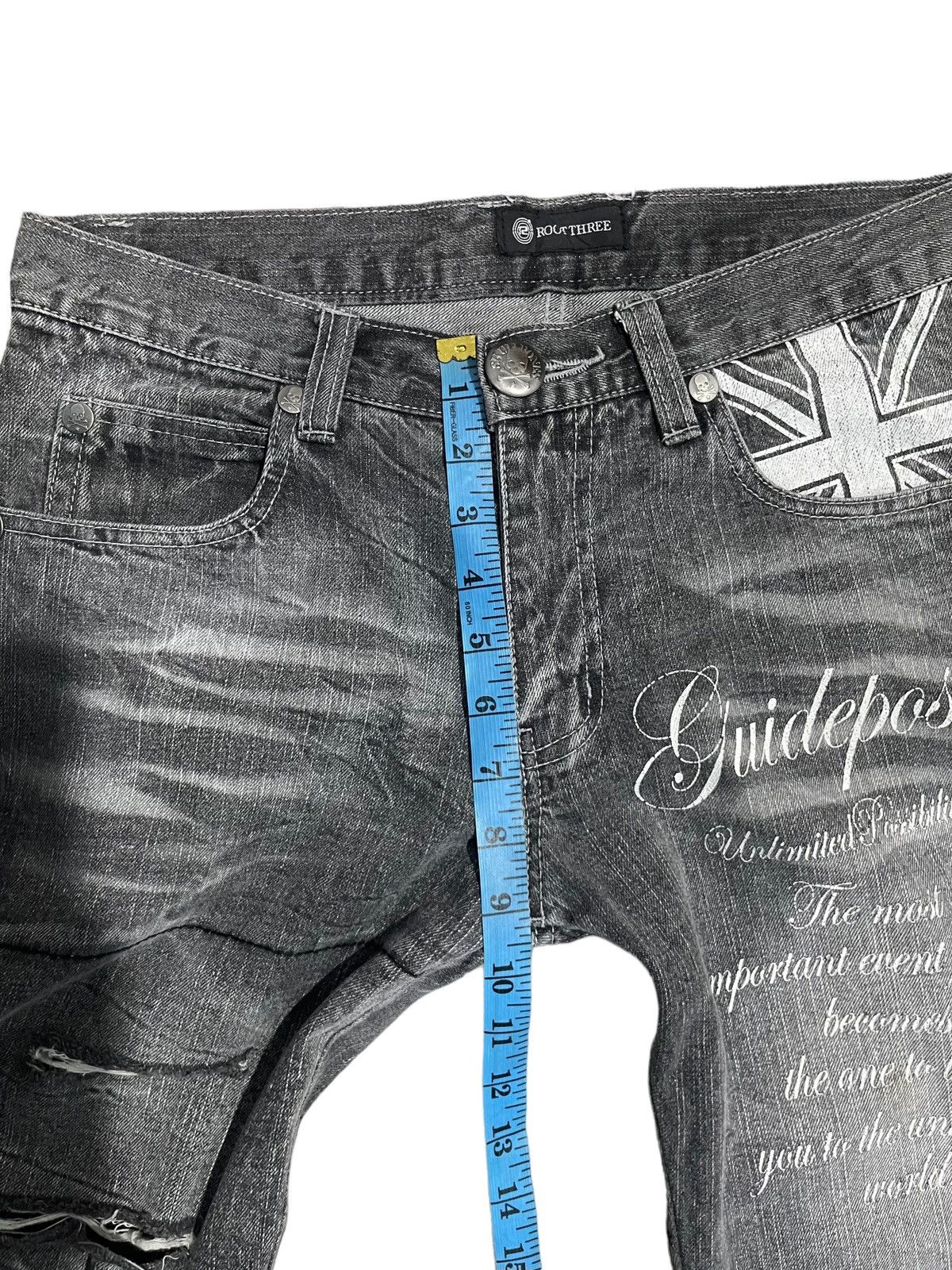 Japanese Brand Vintage Root Three Skull Distressed Jeans ! Rare Design Size US 32 / EU 48 - 18 Thumbnail