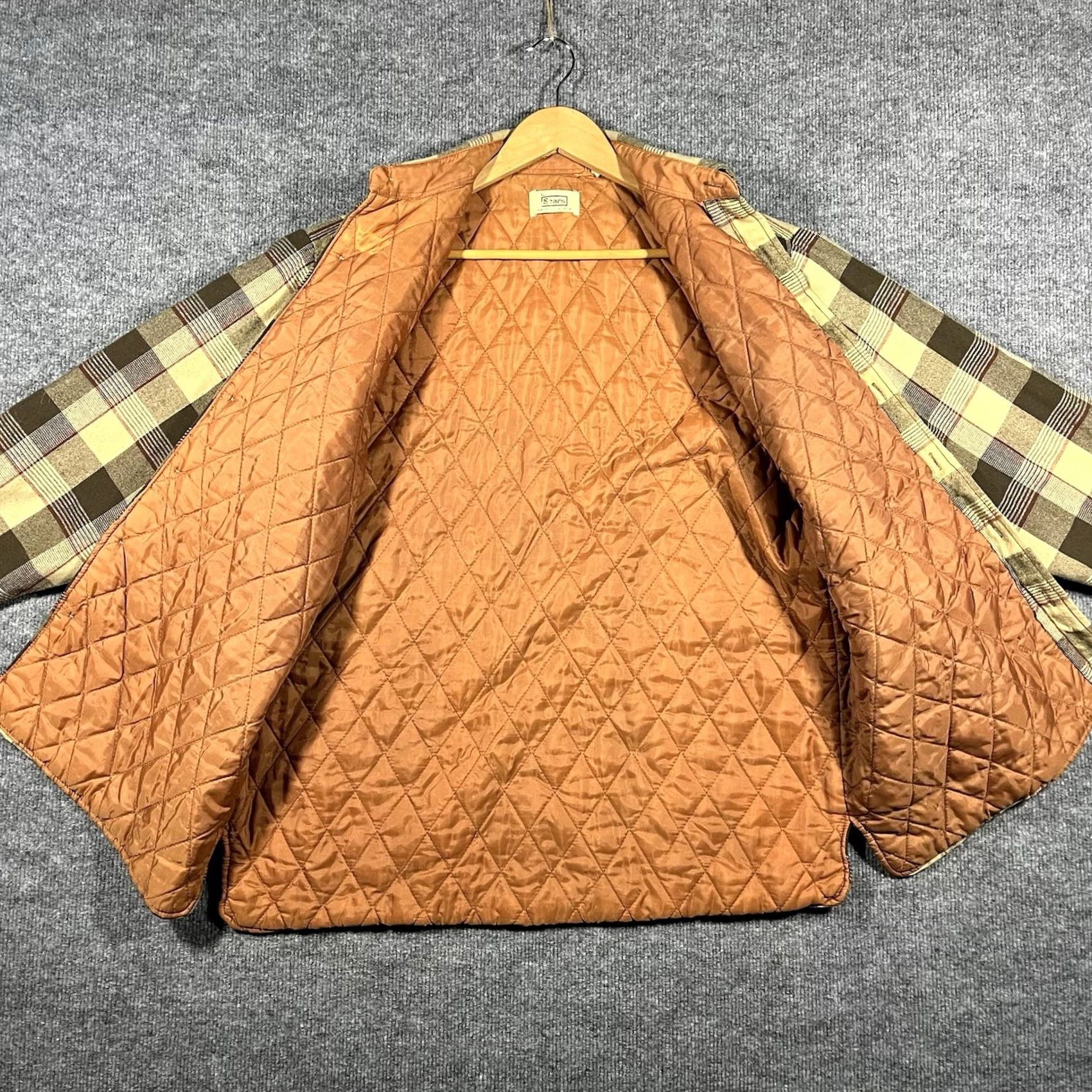 Sears VINTAGE Sears Fieldmaster Jacket Mens L Brown Plaid Quilted Flannel 70s Size US L / EU 52-54 / 3 - 3 Thumbnail