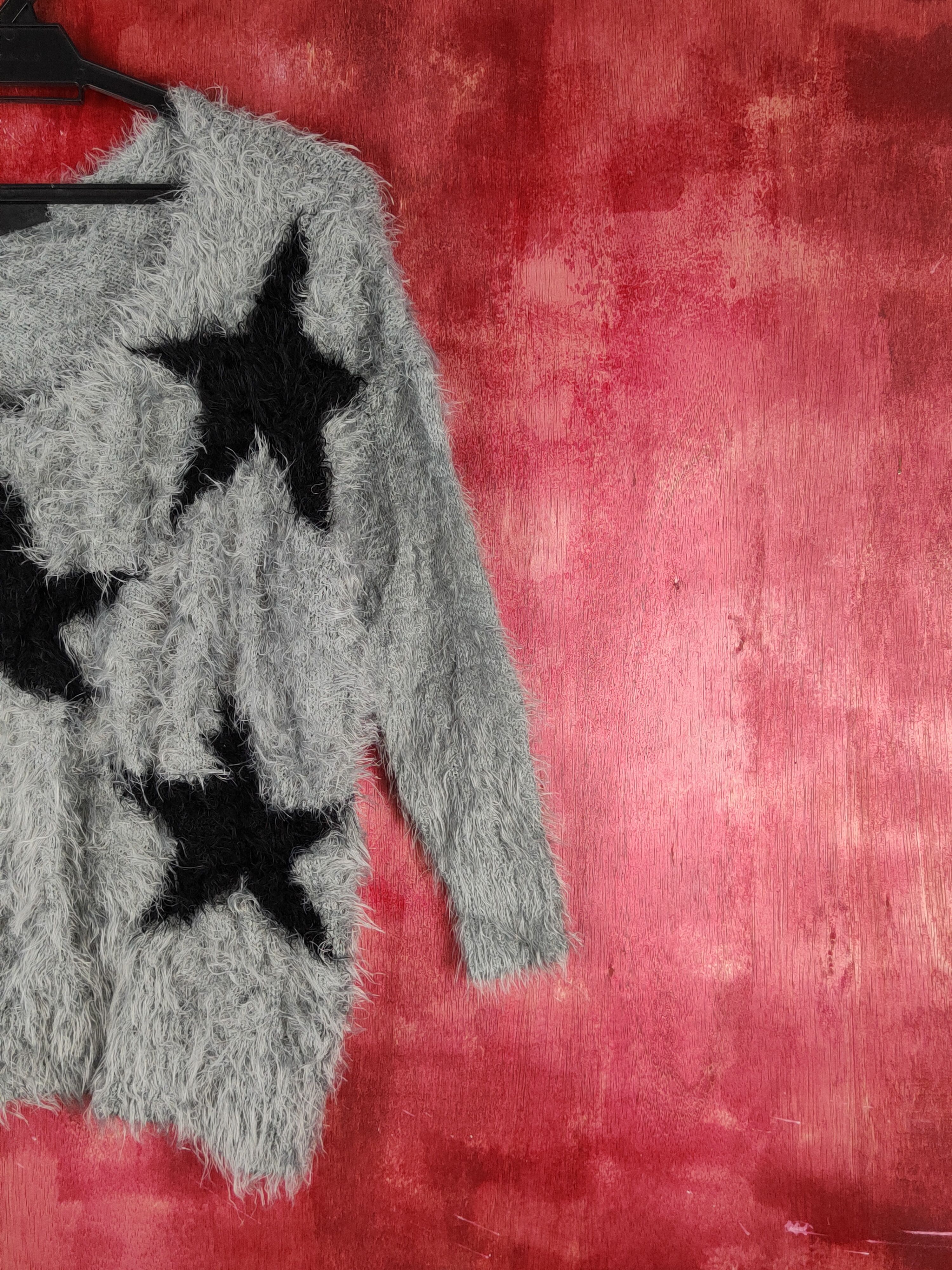 Japanese Brand CRVX star Dark Gray Shag Shaggy Fur Mohair Knitwear #S1935 Size S / US 4 / IT 40 - 5 Thumbnail