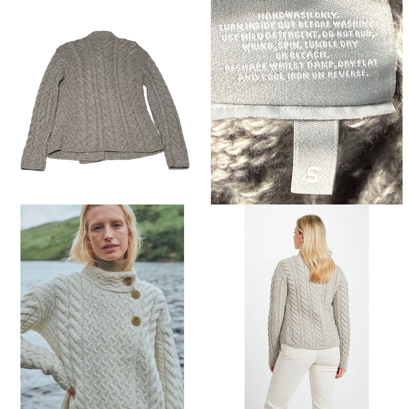 Vintage VINTAGE Aran Woollen Mills Louisburgh Cable Knit Wool Cardigan Women Size S Oatmeal Fall Winter Spring Authentic Irish Size S / US 4 / IT 40 - 8 Thumbnail