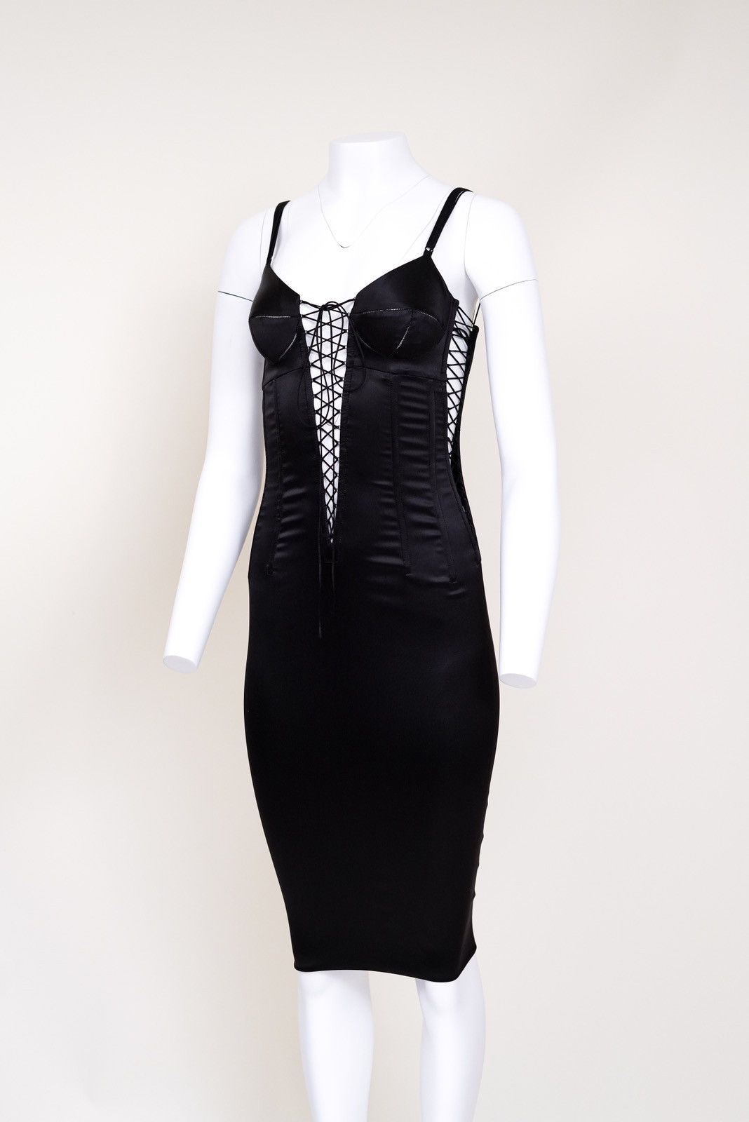Dolce & Gabbana Dolce & Gabbana F/W Black Plunging Corset Lace Up Mini Dress Size M / US 6-8 / IT 42-44 - 5 Thumbnail