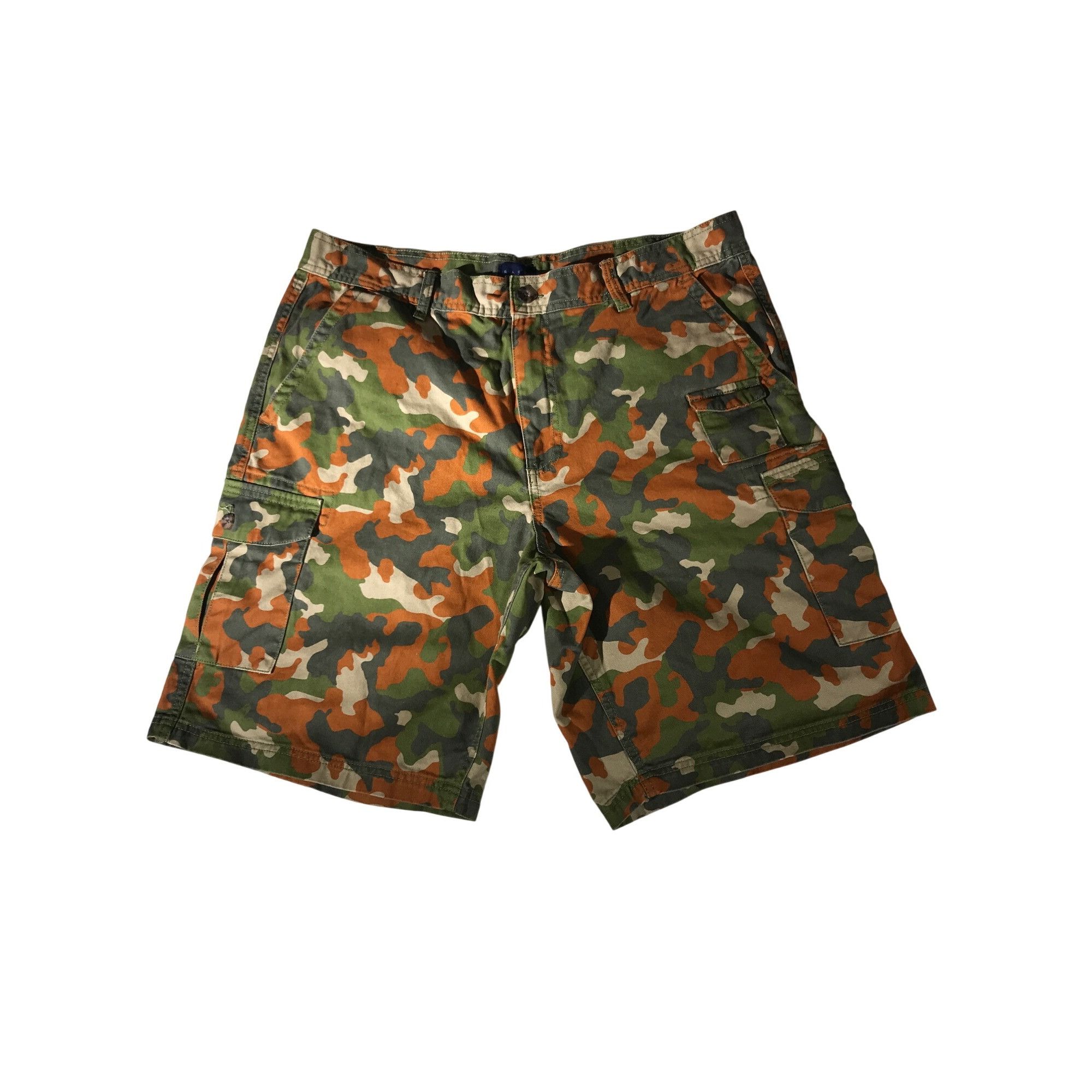 Other Basic Edistion Green & Orange Camouflage Cargo Shorts Size US 34 / EU 50 - 1 Thumbnail