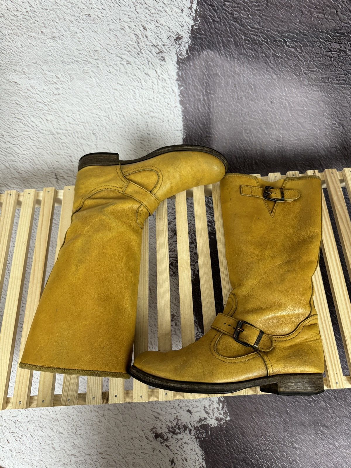 Cowboy Equipment MOMA vintage beige brown leather cowboy high shoes Size US 7.5 / EU 40-41 - 11 Thumbnail