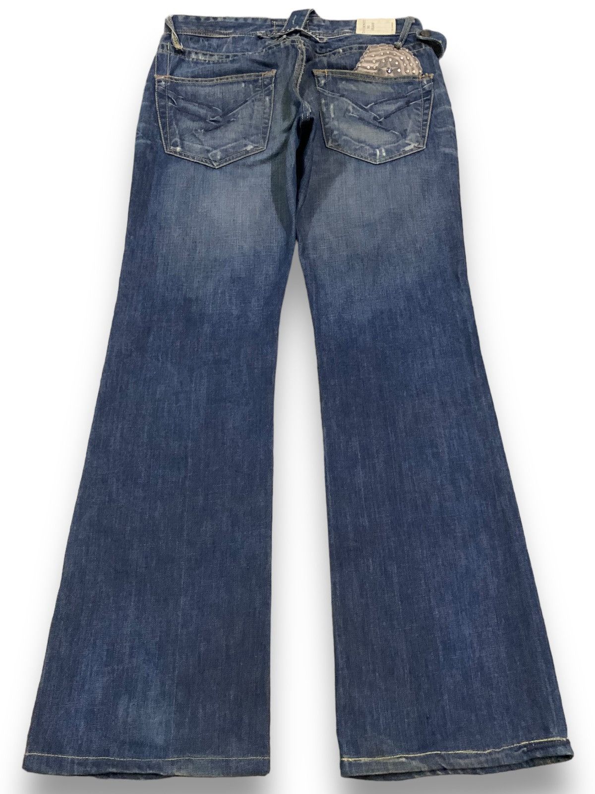 Tornado Mart Vintage Jimmy Taverniti Studded Flare Distress Grunge Jeans Size US 31 - 2 Thumbnail