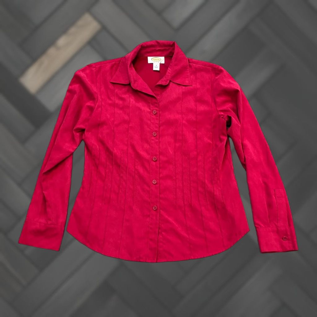 Talbots Talbots Shirt Womens PS Petite Small Pink Long Sleeve Pleated Button Up Top Size S / US 4 / IT 40 - 1 Thumbnail