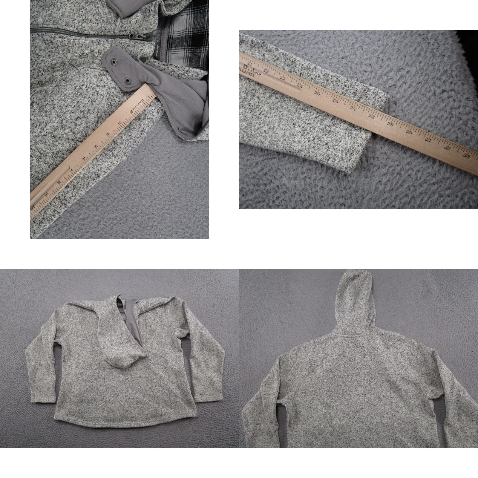 Eddie Bauer Eddie Bauer Full Zip Hooded Quilted Elbow Patch Sweater Fleece Jacket 2XL Gray 2XL Eddie Bauer Jacket Full Zip Hooded Fleece Casual Womens Size XXL / US 16-18 / IT 52-54 - 8 Thumbnail