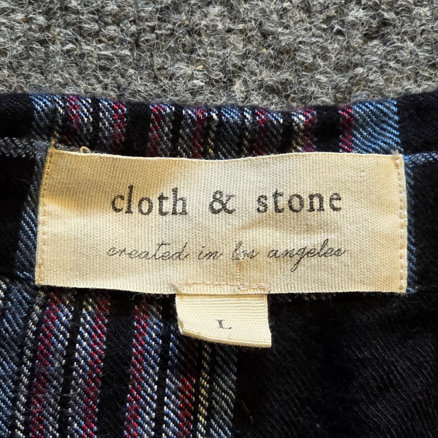 CLOT Cloth Stone Top Womens Large Black Blue Plaid Flannel Casual Button Collar Long Sleeve Lightweight Regular Size L / US 10 / IT 46 - 4 Thumbnail