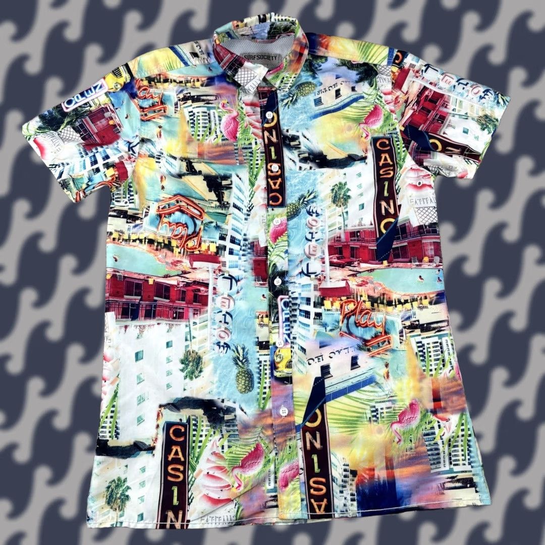 CO Drill Clothing Co Surf Society Casino Graphic Short Sleeve Button Shirt Mens M Multicolor Size US M / EU 48-50 / 2 - 1 Thumbnail