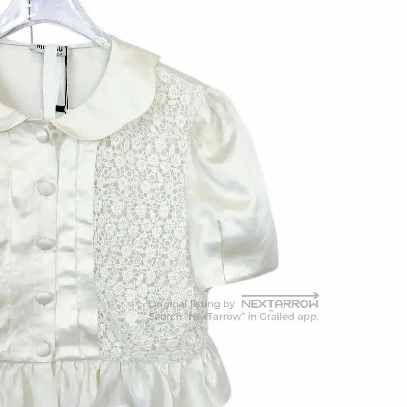 Miu Miu Miu Miu Women's Summer Cotton Short Sleeve Blouse . Size S / US 4 / IT 40 - 3 Thumbnail