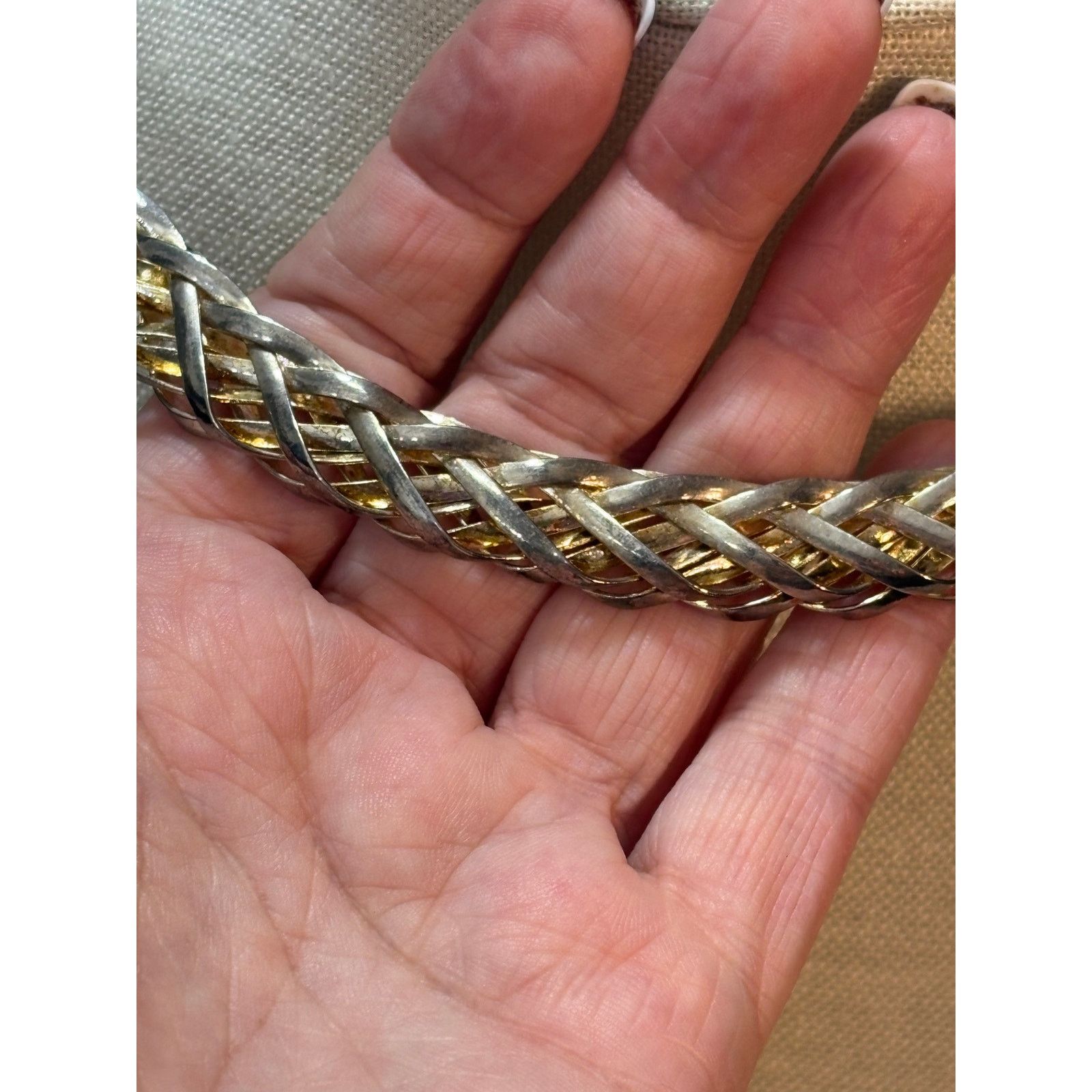 Other Vintage Two Tone Braided Chain Collar Necklace 55g Size ONE SIZE - 2 Thumbnail