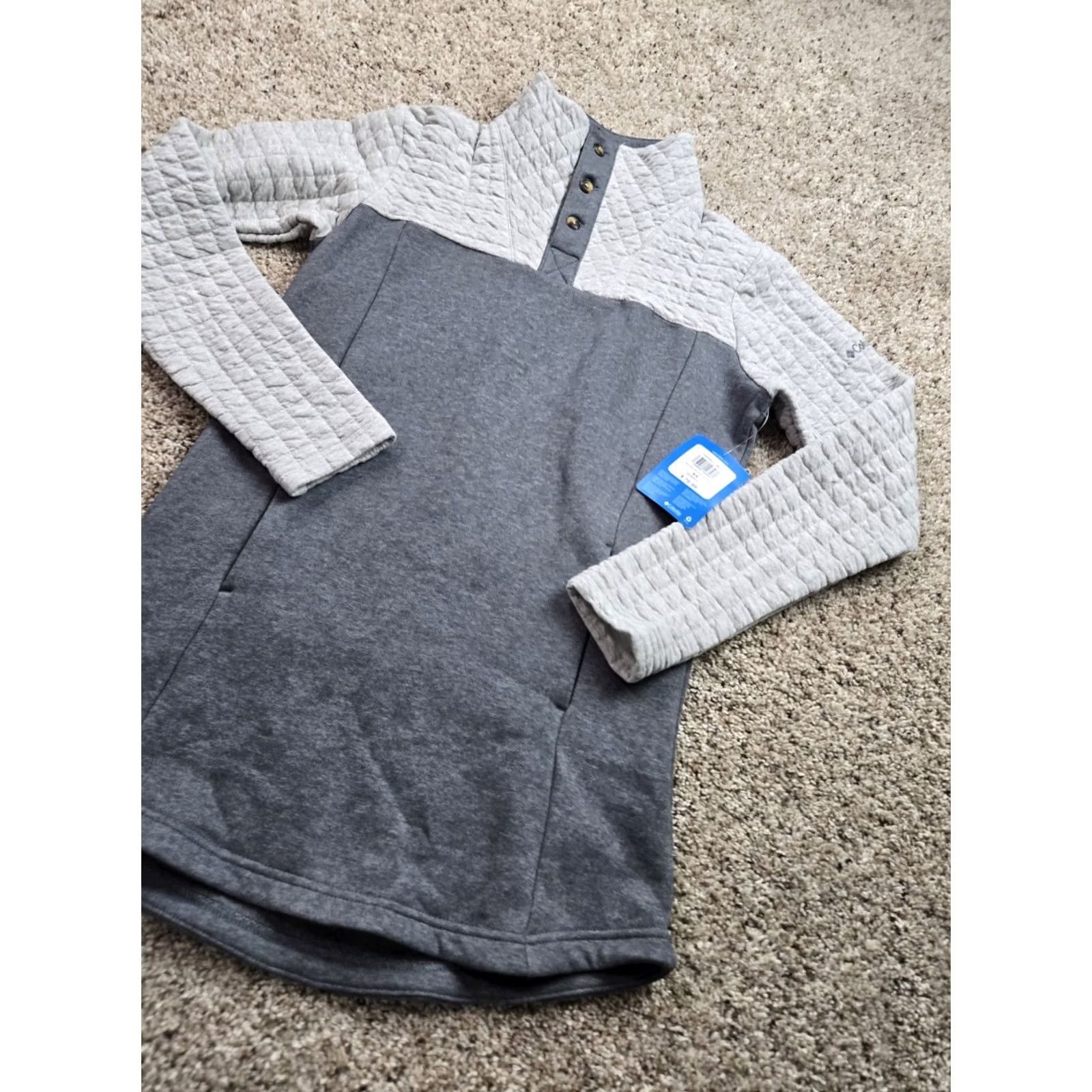 Vintage Columbia Sweatshirt Tunic XS Womens Gray Mock Neck Pockets NWT Size XS / US 0-2 / IT 36-38 - 2 Thumbnail