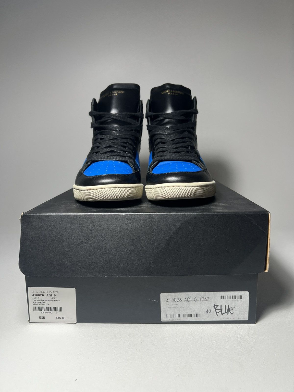 Saint Laurent Paris Signature Court Classic SL/10H Royal Leather High Top Size US 7 / EU 40 - 8 Thumbnail