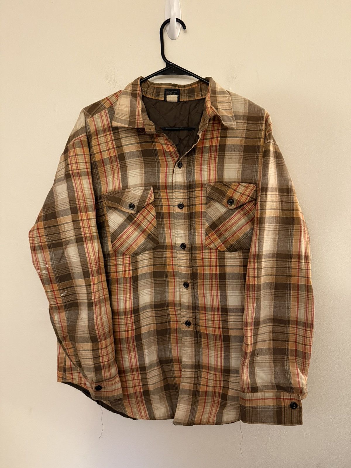 Vintage (XL) BEAUTIFUL FADED VINTAGE Yellow Flannel Button Up Shirt Size US XL / EU 56 / 4 - 2 Thumbnail