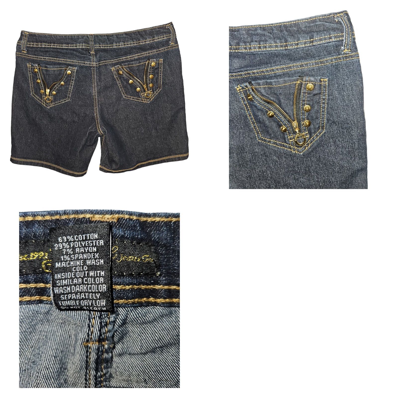 Southpole VINTAGE: Southpole Jeans Shorts Women's 15 Blue Denim Hipster Hip Hop Rivets Zippers Size 36" / US 14 / IT 50 - 8 Thumbnail