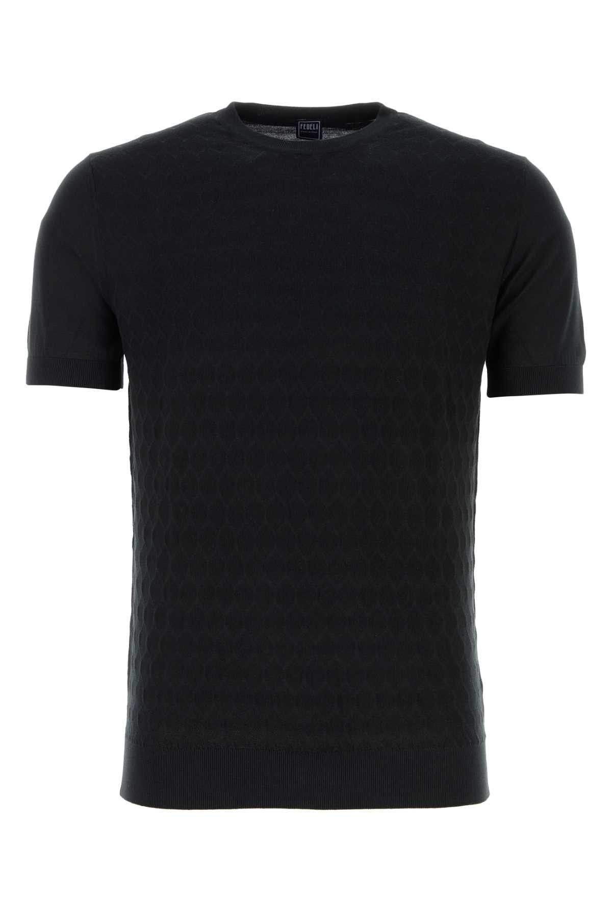 image of Fedeli Black Cotton Sweater, Men's (Size Medium)