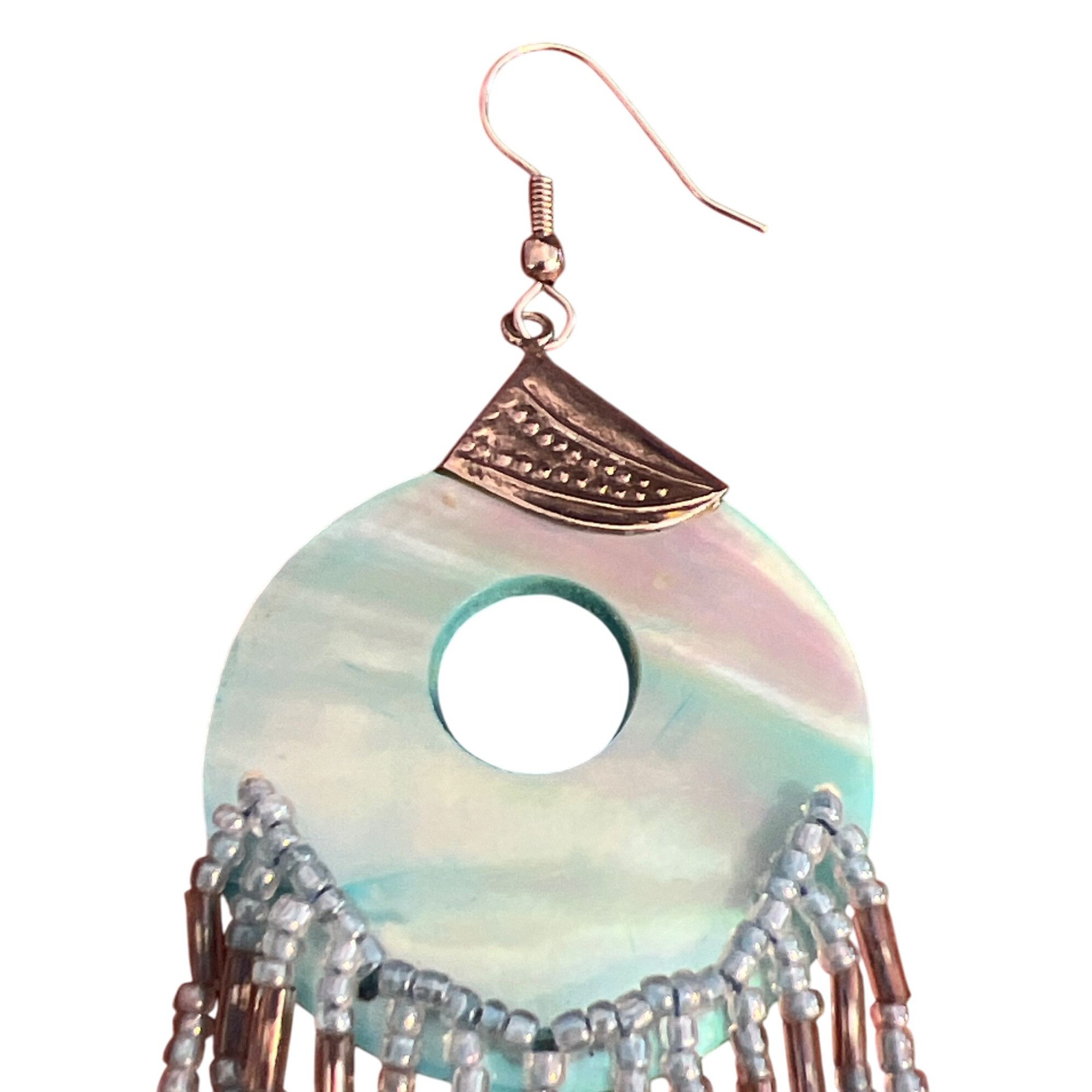 Other Vintage Dyed Shell Long Dangle Earrings Silver Tone Hooks Bo Size ONE SIZE - 3 Thumbnail
