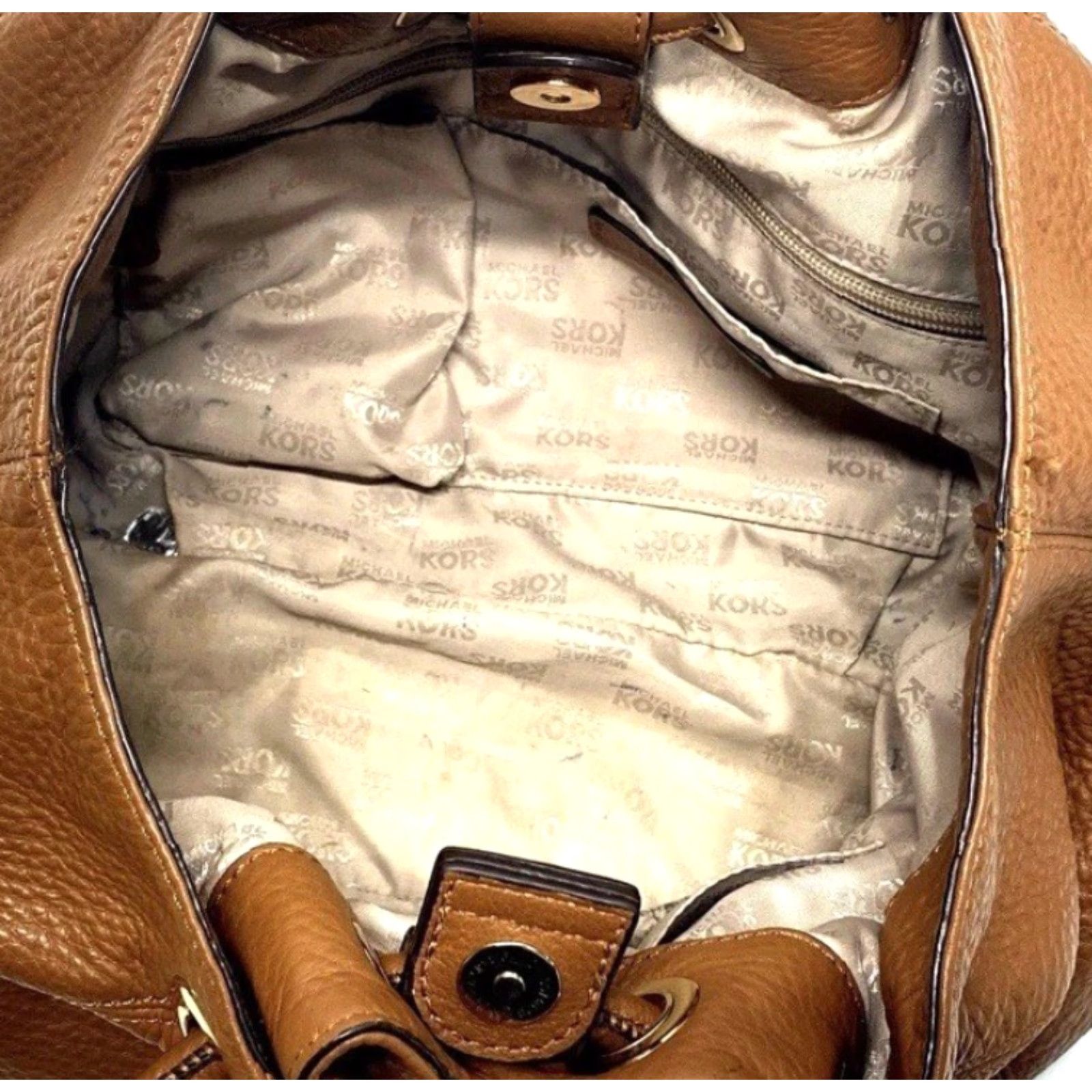 Michael Kors Women’s Michael Kors MK Astor Ring Designer Hobo Bag Brown Leather HandBag Purse Size ONE SIZE - 4 Thumbnail