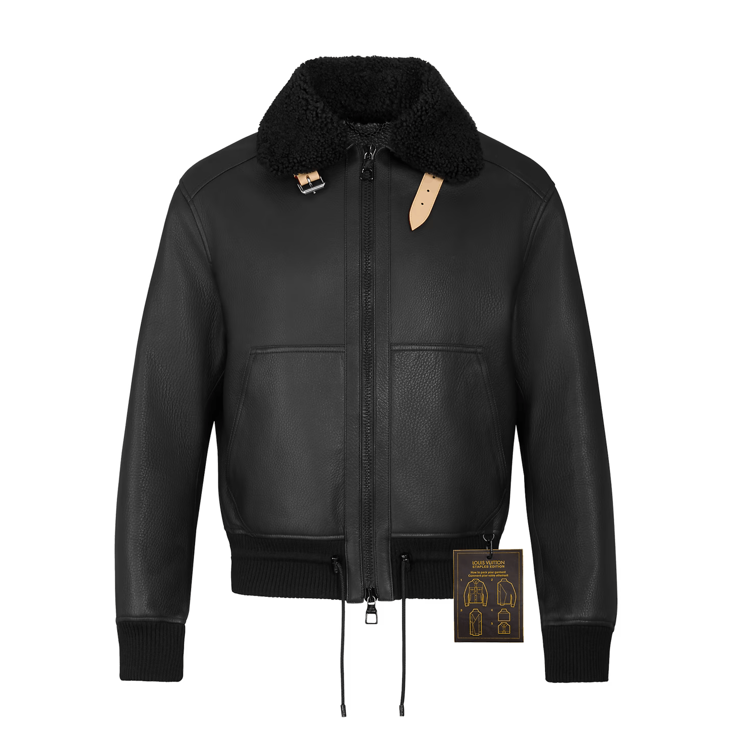 image of Leather Jacket x Louis Vuitton Jacket Leather Monogram Varsity Denim 1A7Y8I in Black (Size XS)