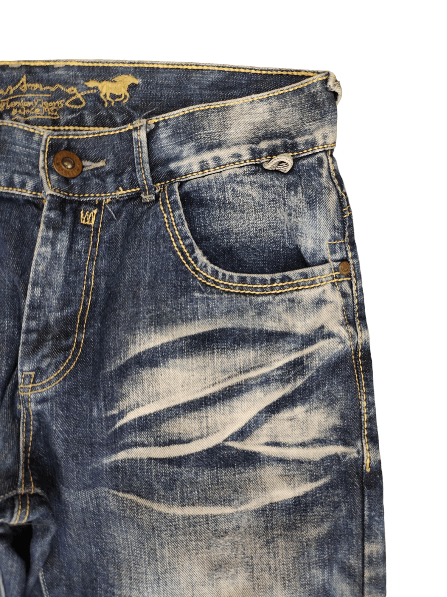 GOSTAR DE FUGA Vintage Y2k Mustang Clawmark Faded Denim Pants Size US 31 - 3 Thumbnail