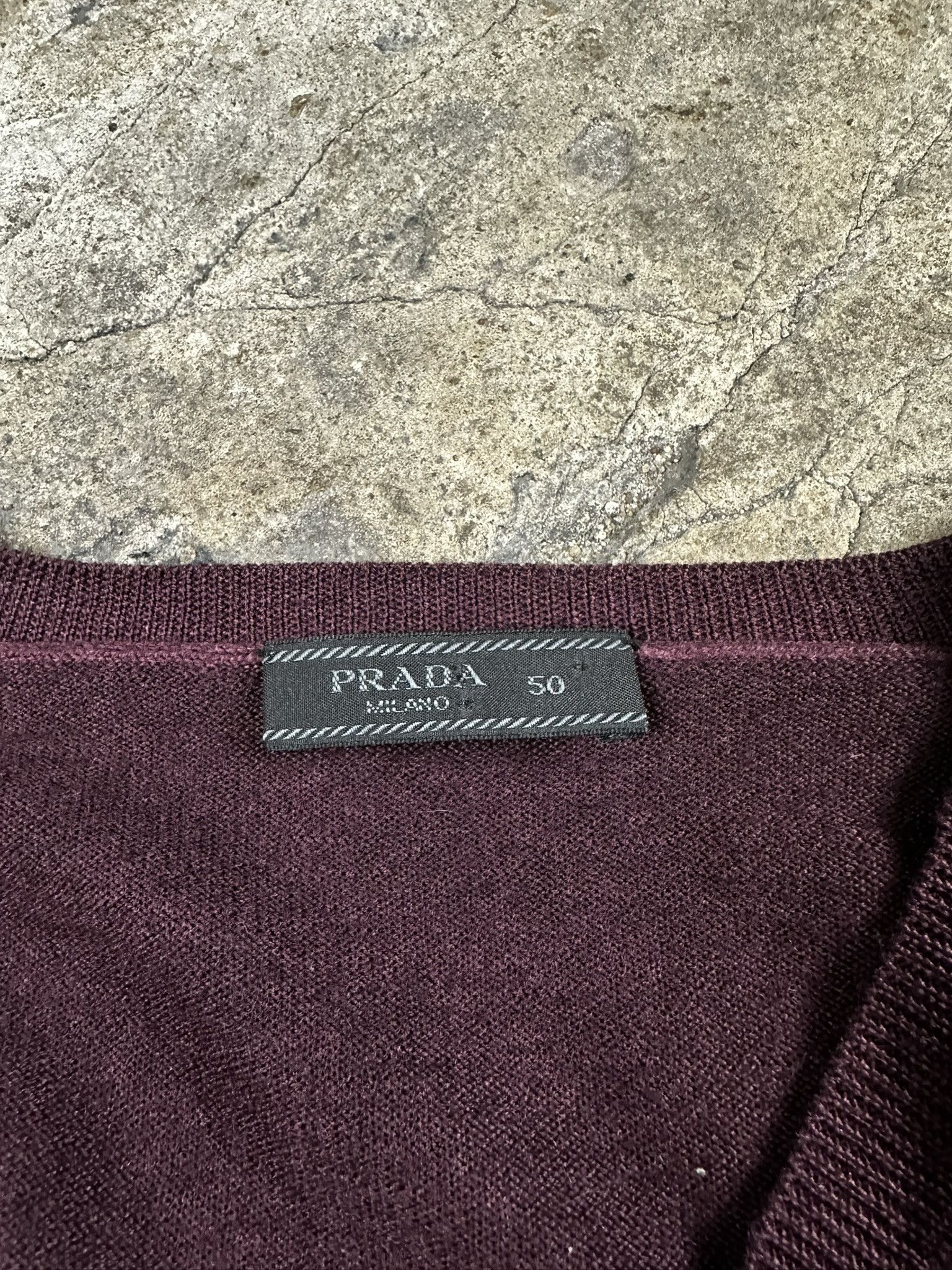 Prada Prada Burgundy Wool Knit V-neck Sweater Size US M / EU 48-50 / 2 - 4 Thumbnail