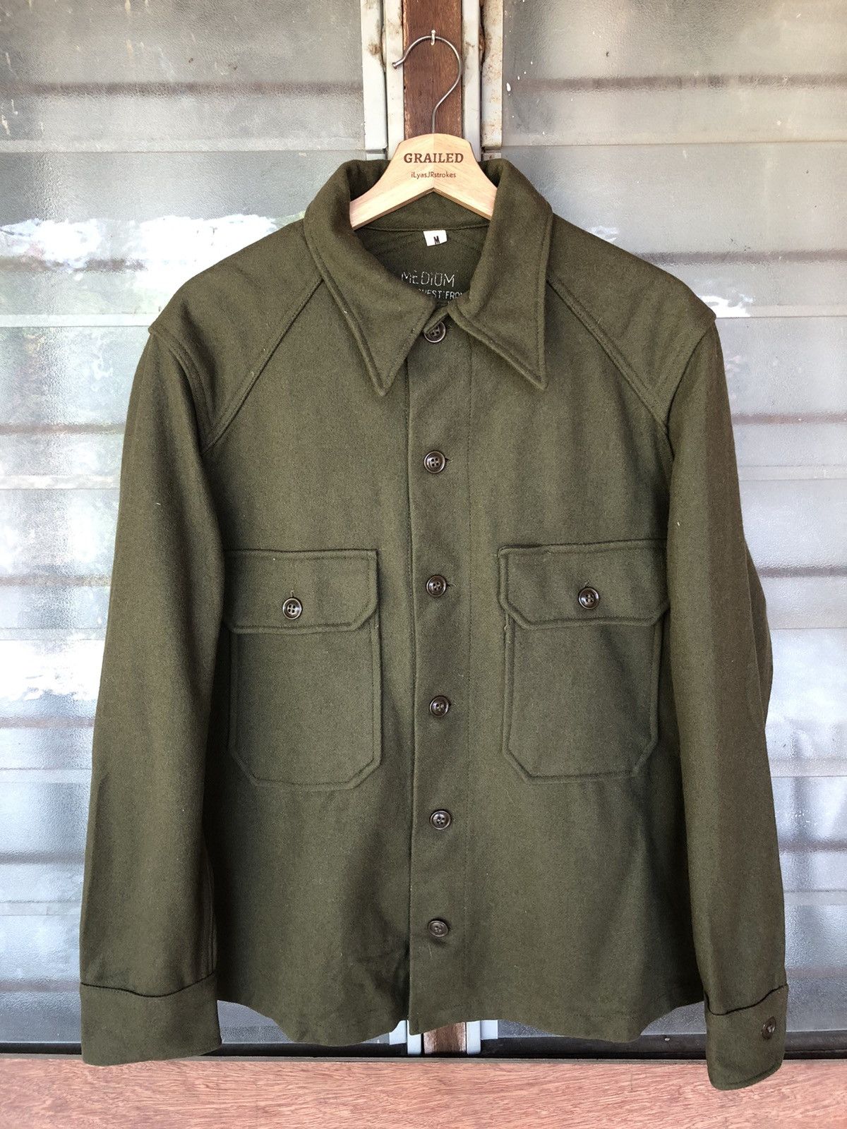 Vintage Vintage Army Green Wool Jacket Size US M / EU 48-50 / 2 - 1 Thumbnail