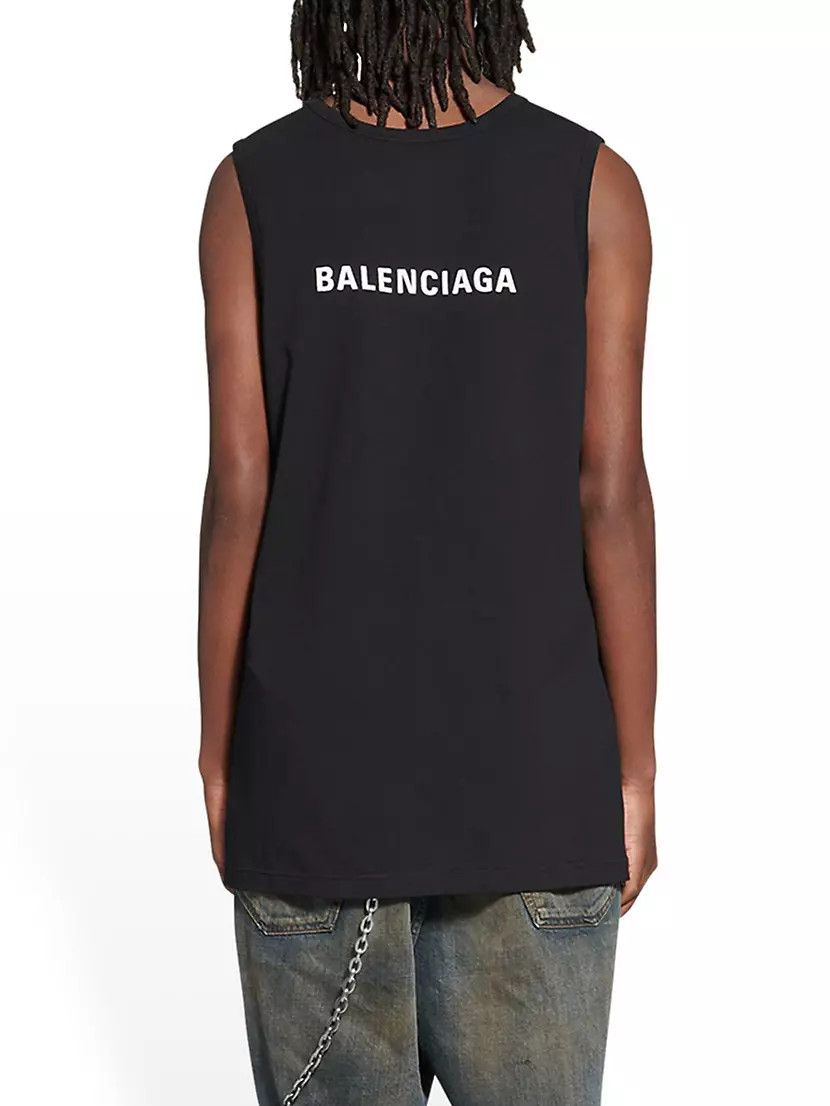 Balenciaga o1mt1gz0824 Loose Tank Top in Black Size S / US 4 / IT 40 - 2 Thumbnail